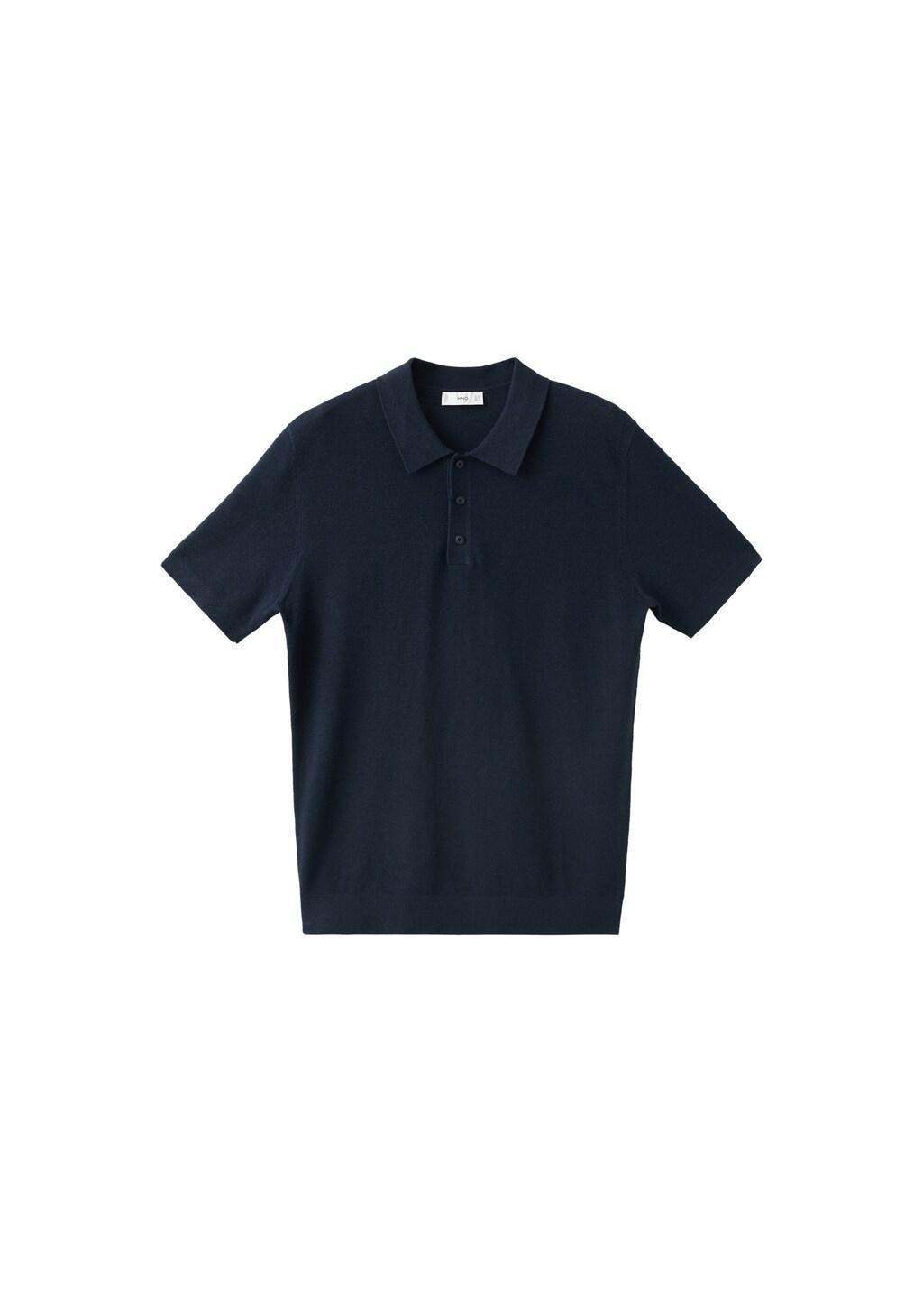Navy Fine-Knit Cotton Polo Shirt, Navy, large image number 6