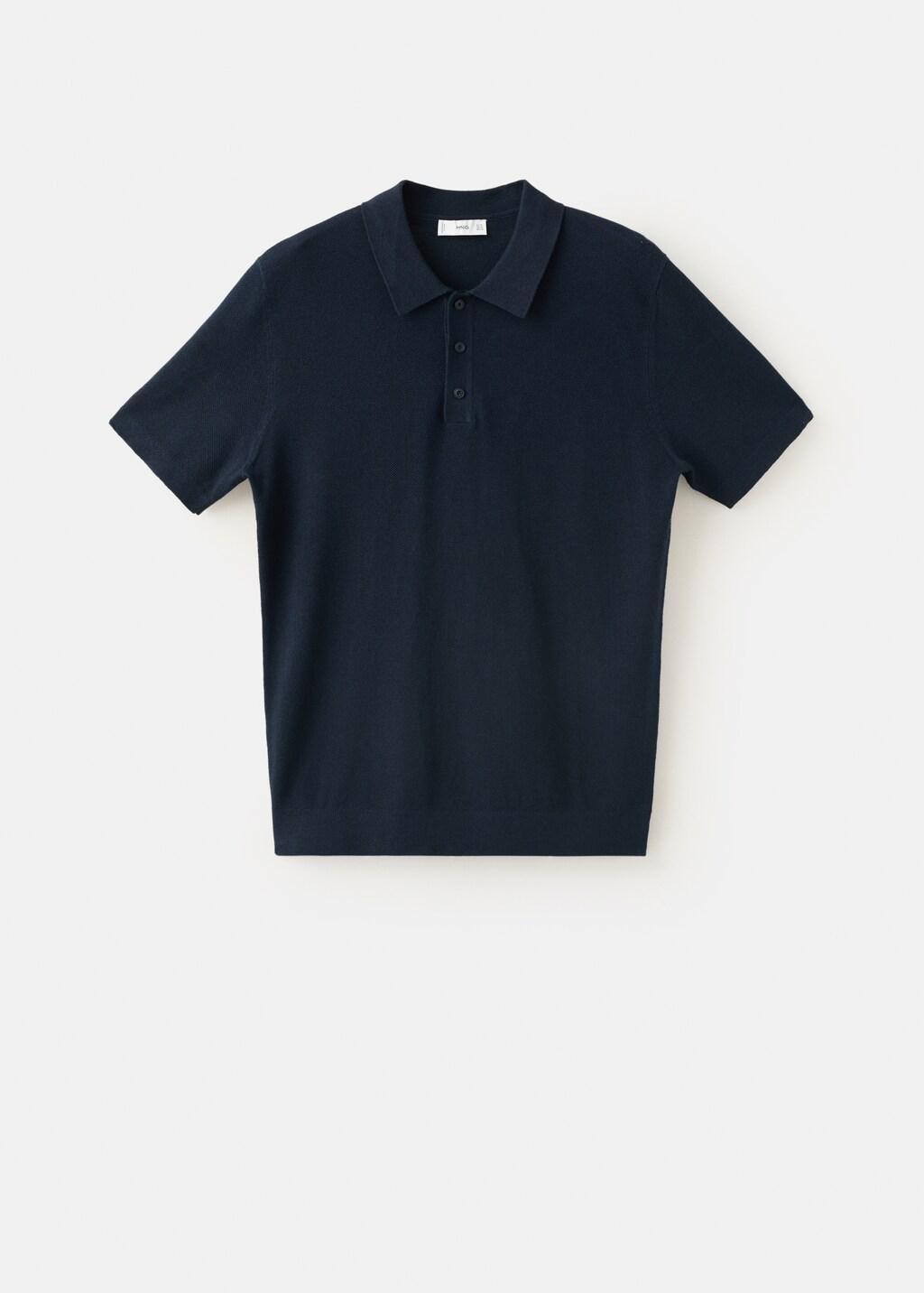 Navy Fine-Knit Cotton Polo Shirt, Navy, large image number 7