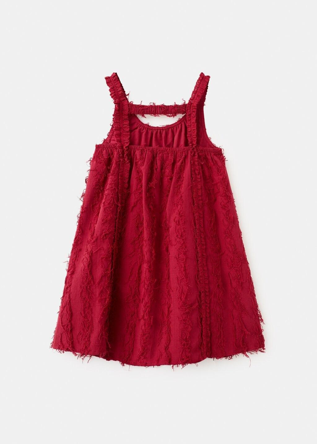 Red Fringe Detail Dress, Kids Girl, Dark Red, large image number 0