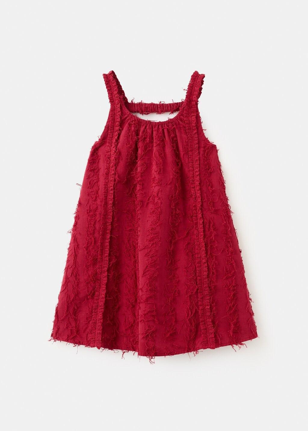 Red Fringe Detail Dress, Kids Girl, Dark Red, large image number 5
