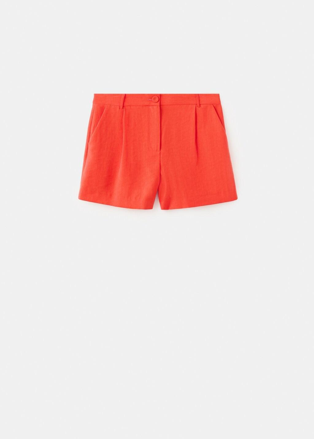 Orange Straight-Fit Lyocell Bermuda Shorts, Light-Pastel Orange, large image number 7