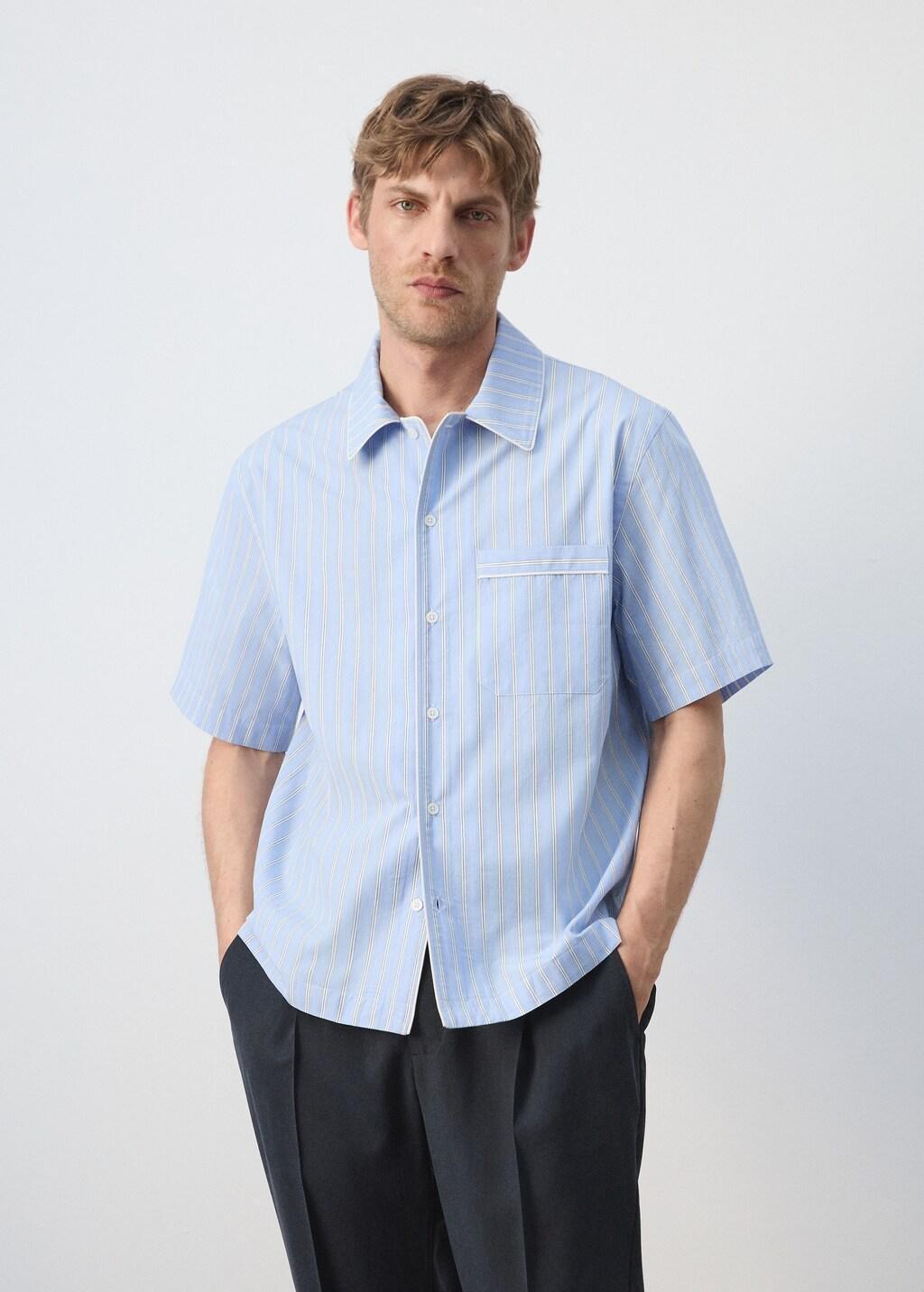 Blue Lt Pastel 100% Cotton Striped Shirt, Light-Pastel Blue, large image number 3