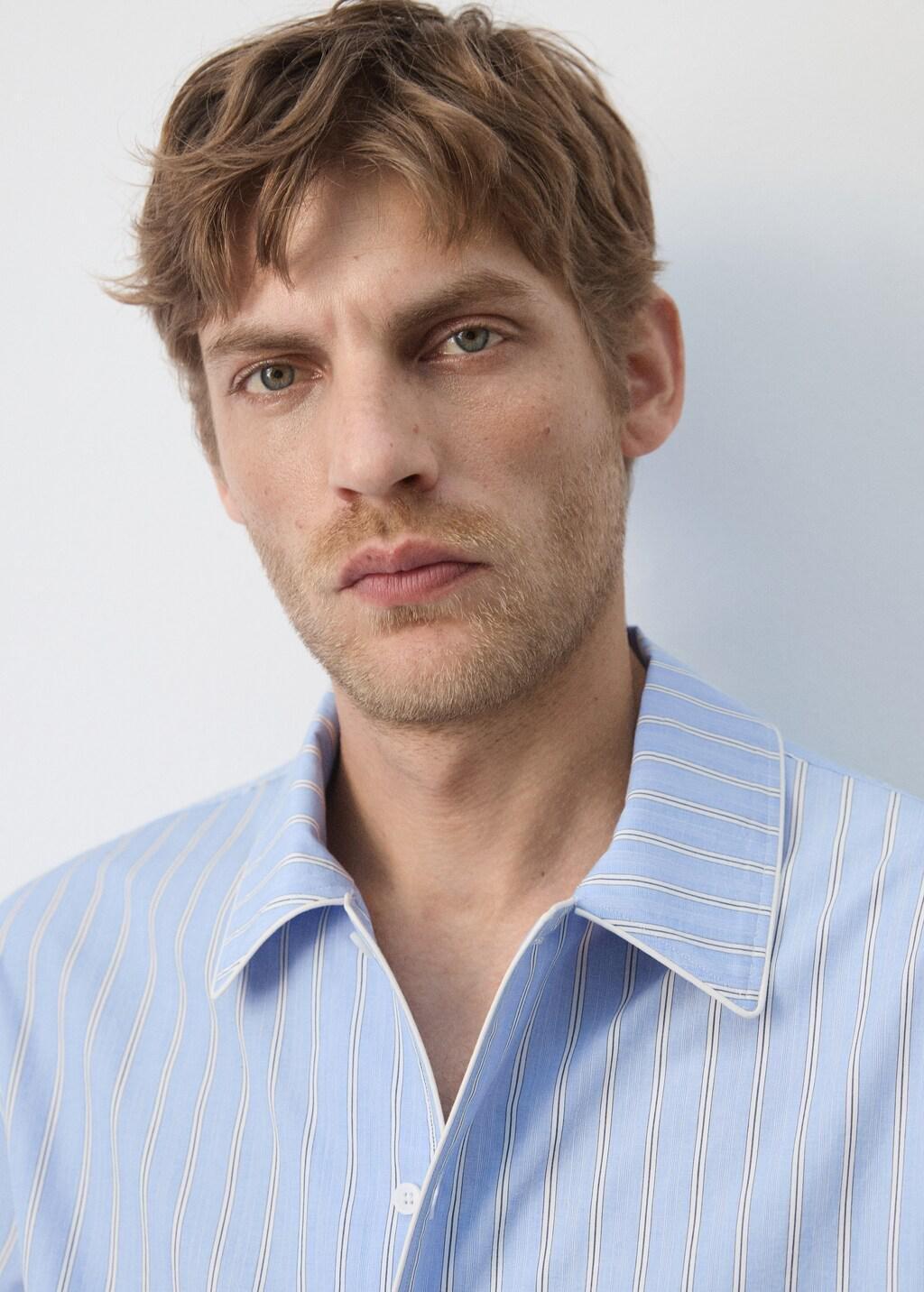 Blue Lt Pastel 100% Cotton Striped Shirt, Light-Pastel Blue, large image number 4