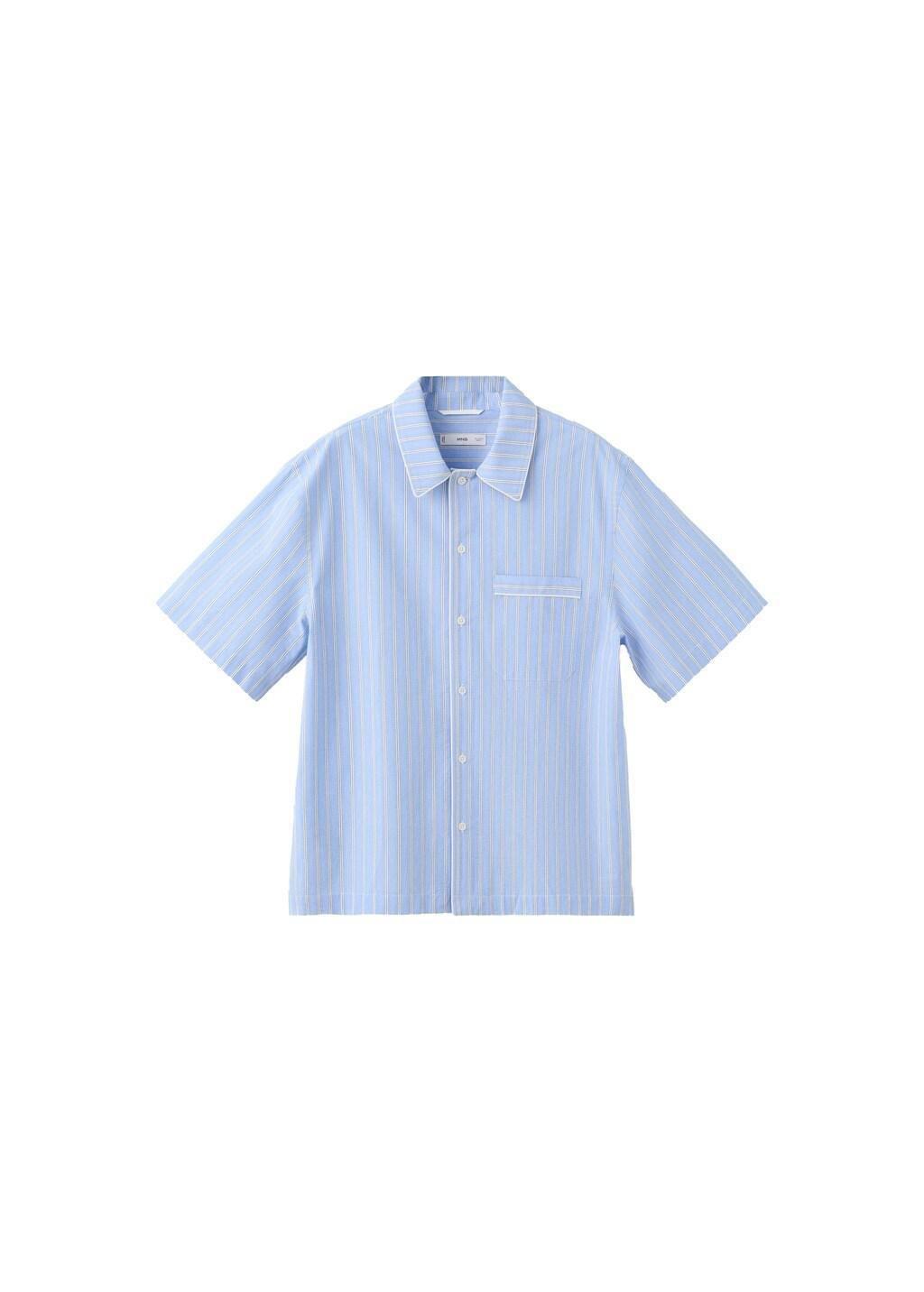 Blue Lt Pastel 100% Cotton Striped Shirt, Light-Pastel Blue, large image number 6