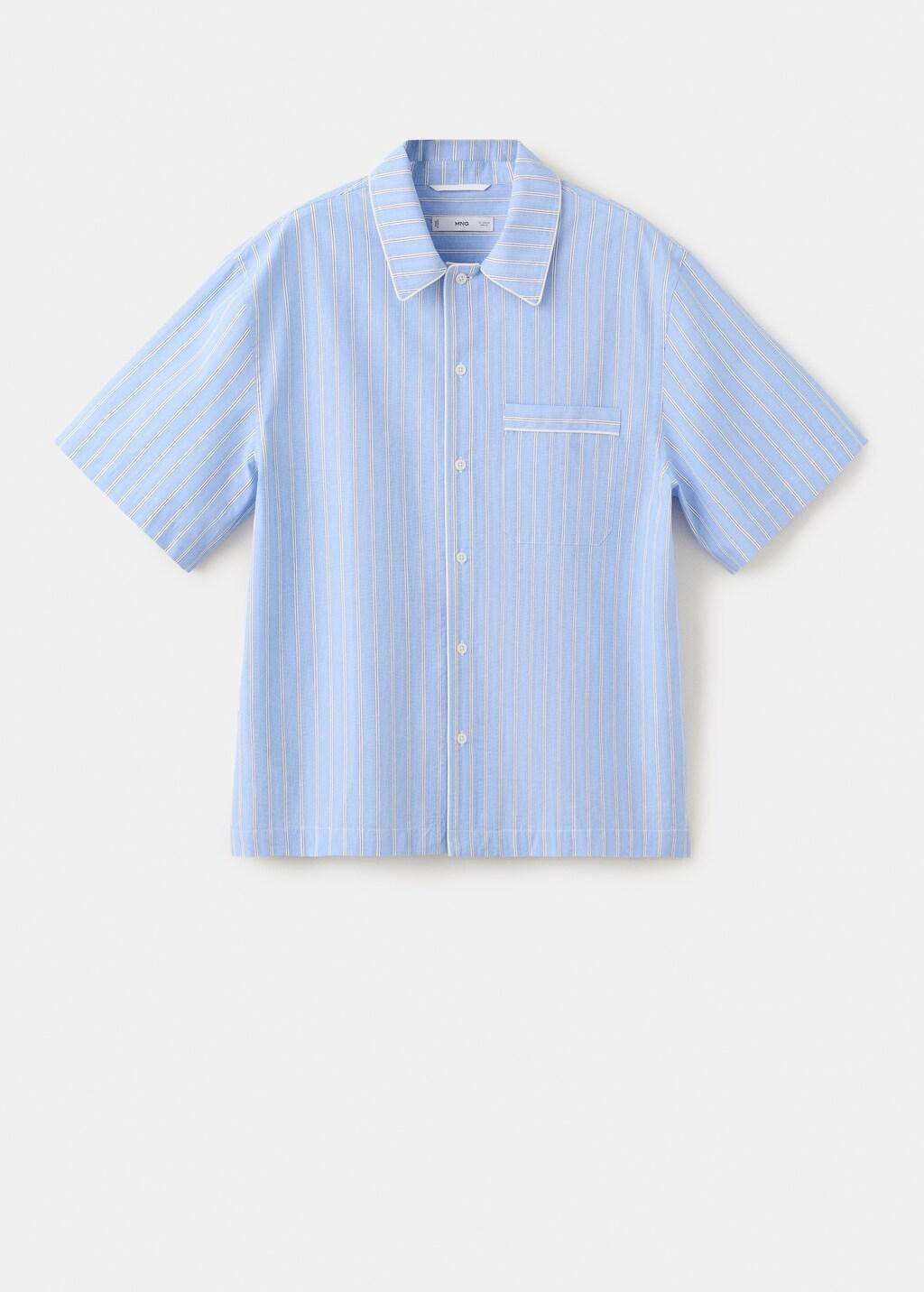 Blue Lt Pastel 100% Cotton Striped Shirt, Light-Pastel Blue, large image number 7