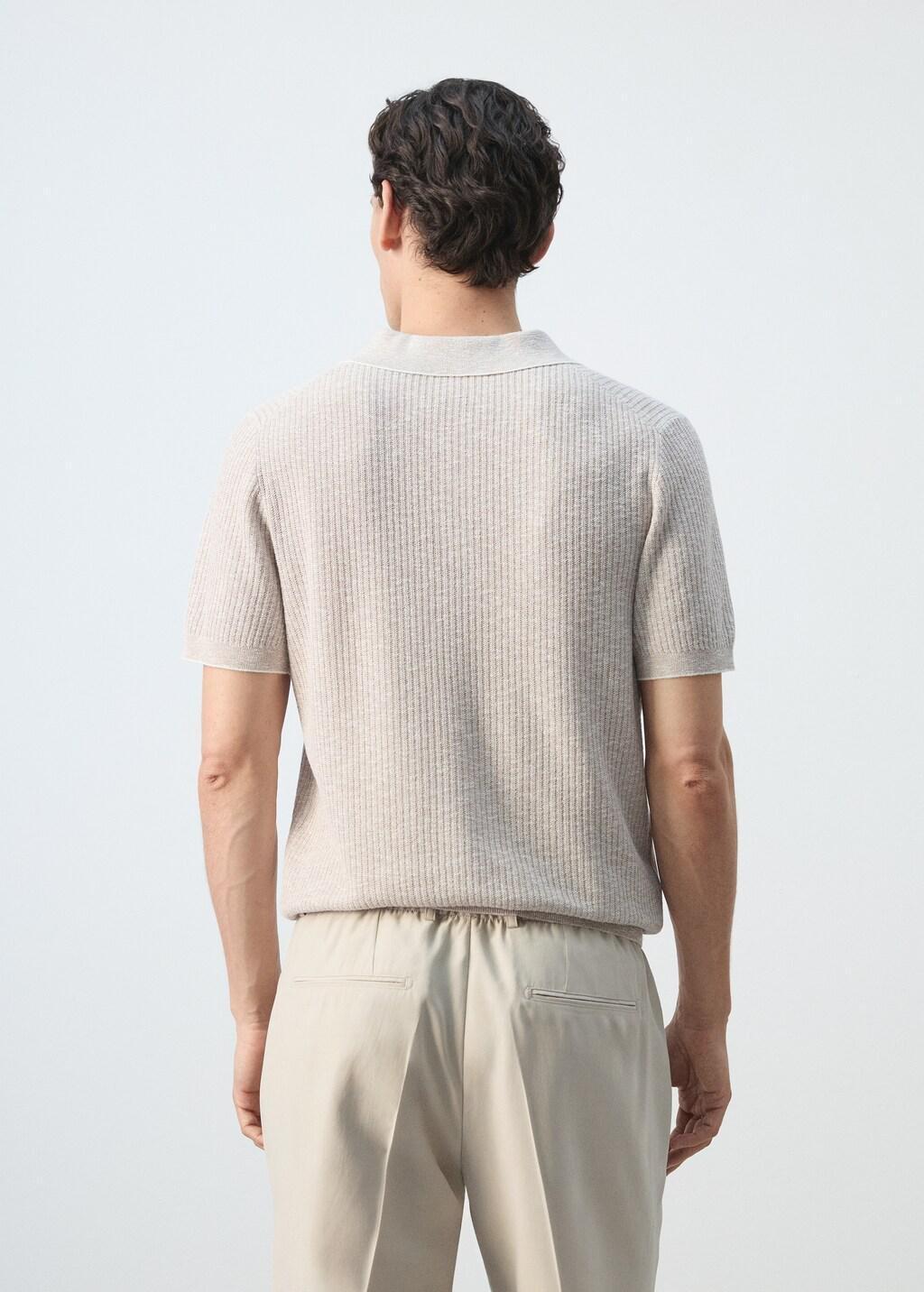 Brown Lt Pastel Ribbed Cotton-Linen Blend Polo, Light Pastel Brown, large image number 2