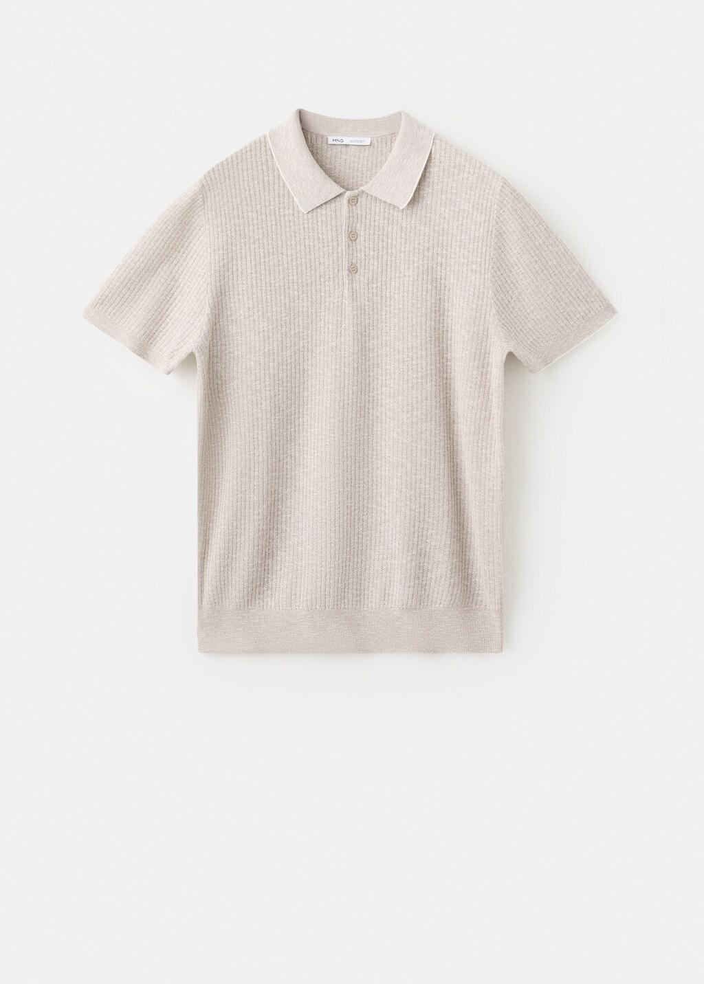 Brown Lt Pastel Ribbed Cotton-Linen Blend Polo, Light Pastel Brown, large image number 7