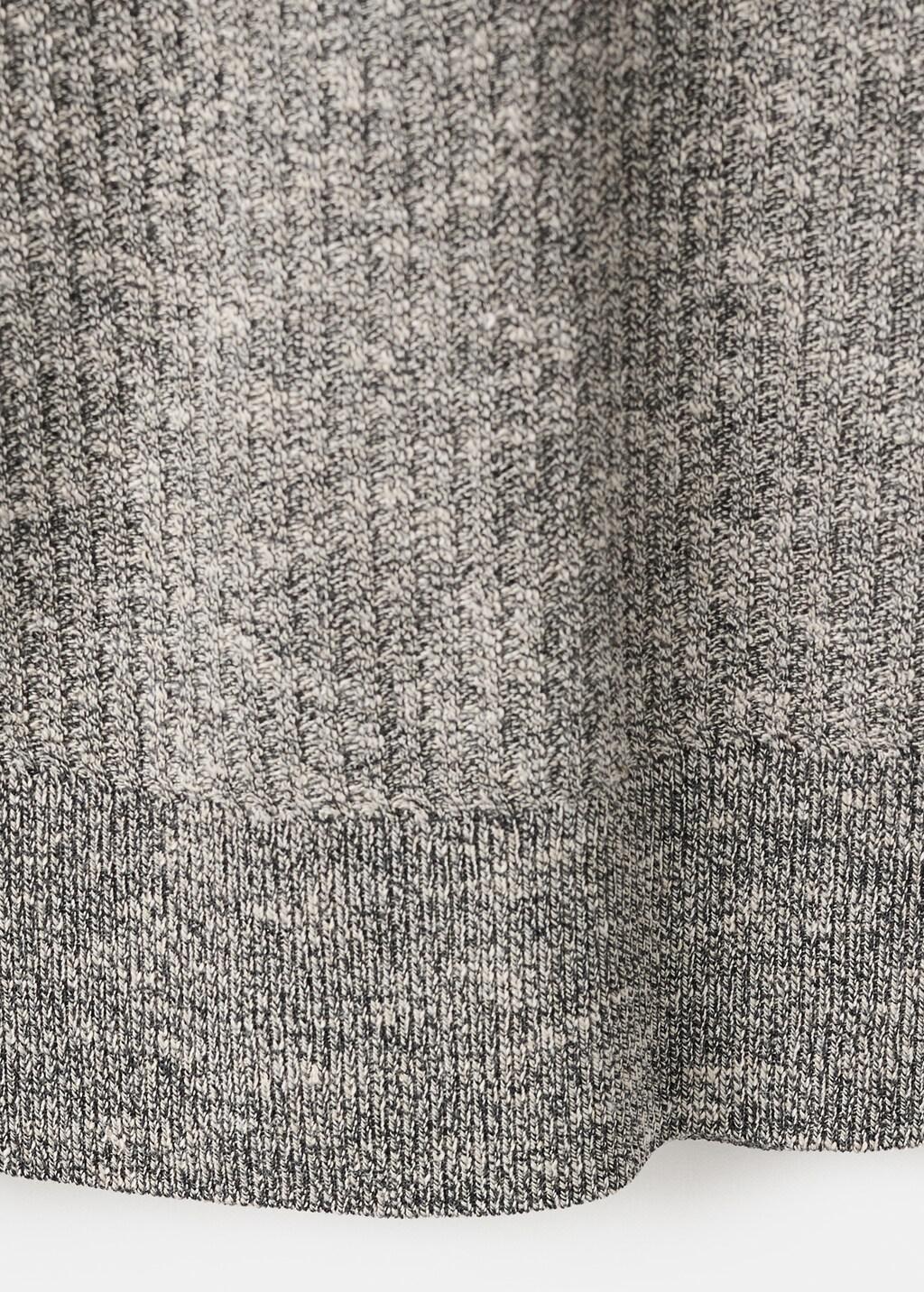 Navy Ribbed Cotton-Linen Blend Polo, Navy, large image number 5