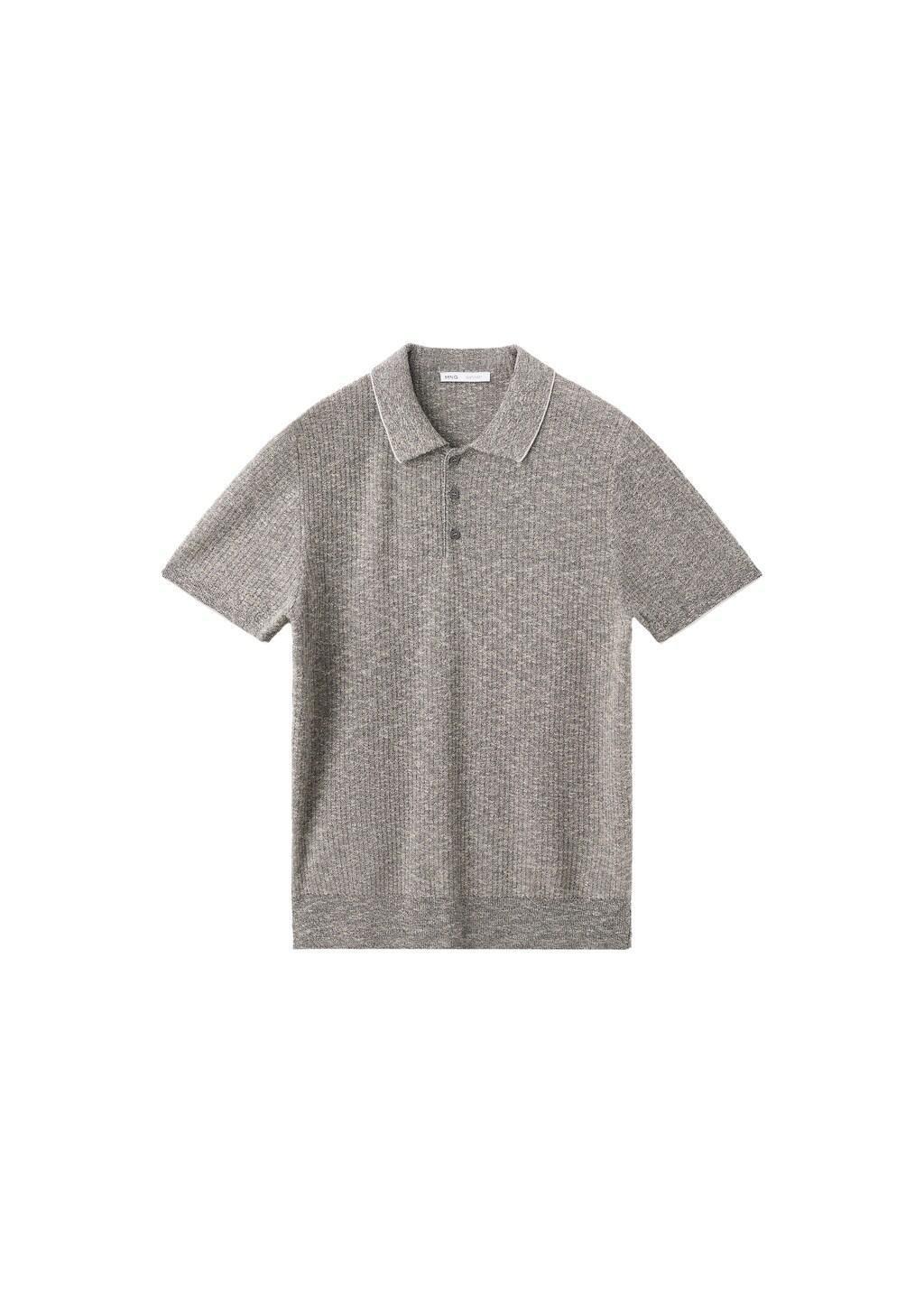 Navy Ribbed Cotton-Linen Blend Polo, Navy, large image number 6