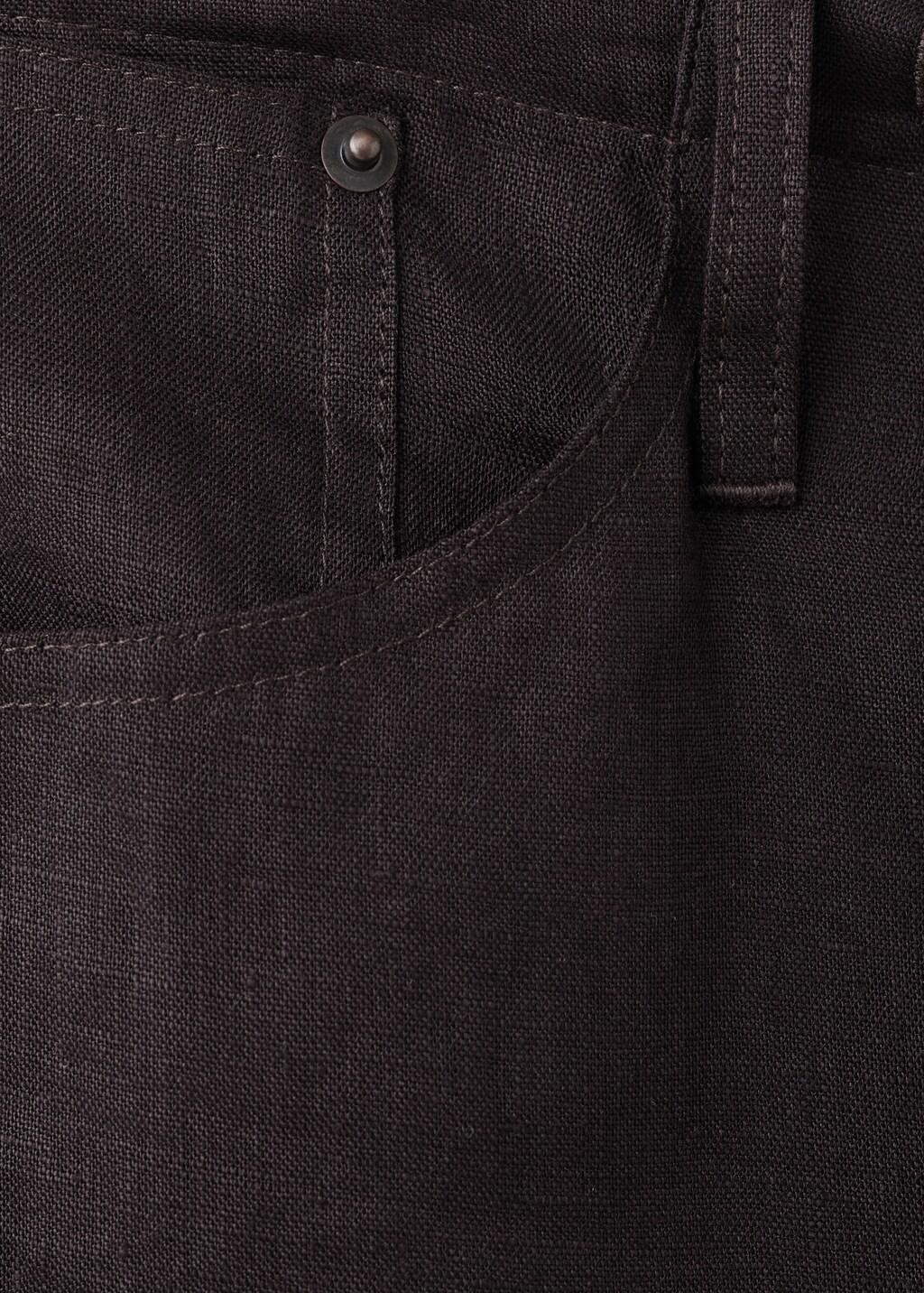 Brown Bow Linen Trousers, Dark Brown, large image number 5