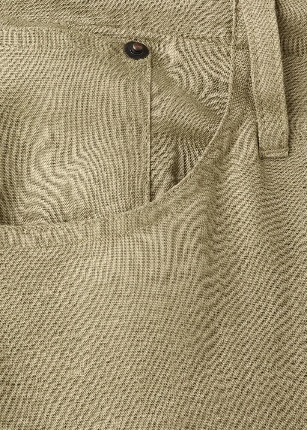 Khaki Bow Linen Trousers, Beige - Khaki, large image number 5