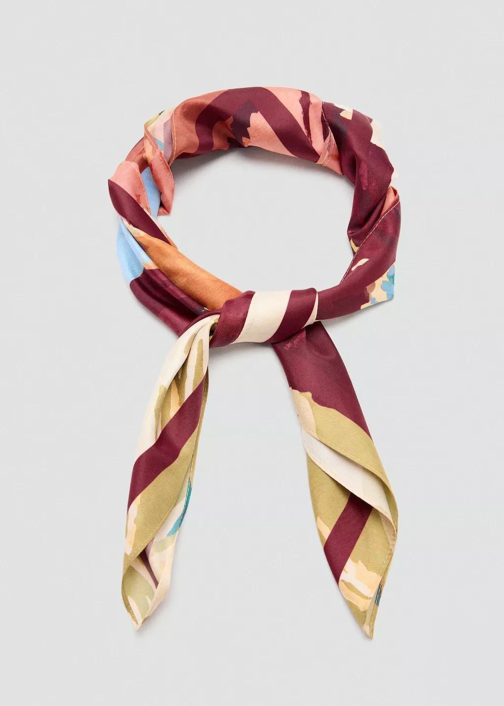 Pink Floral Print Scarf, Pink, large image number 1