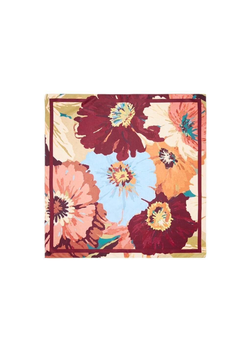 Pink Floral Print Scarf, Pink, large image number 2