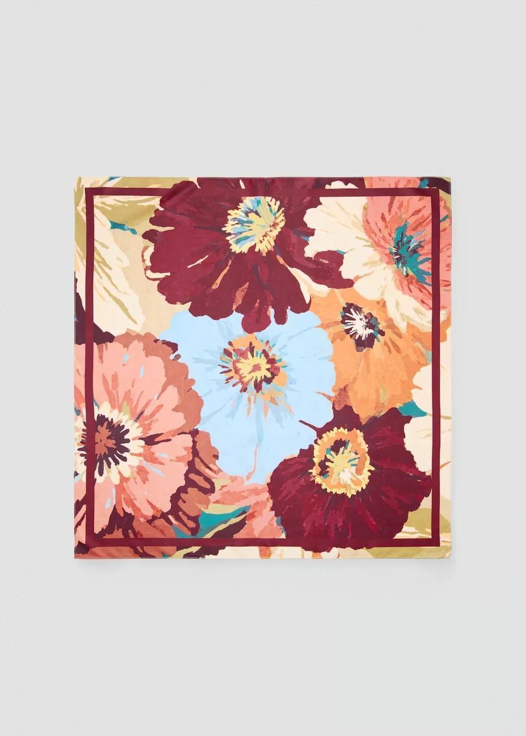 Pink Floral Print Scarf, Pink, large image number 3