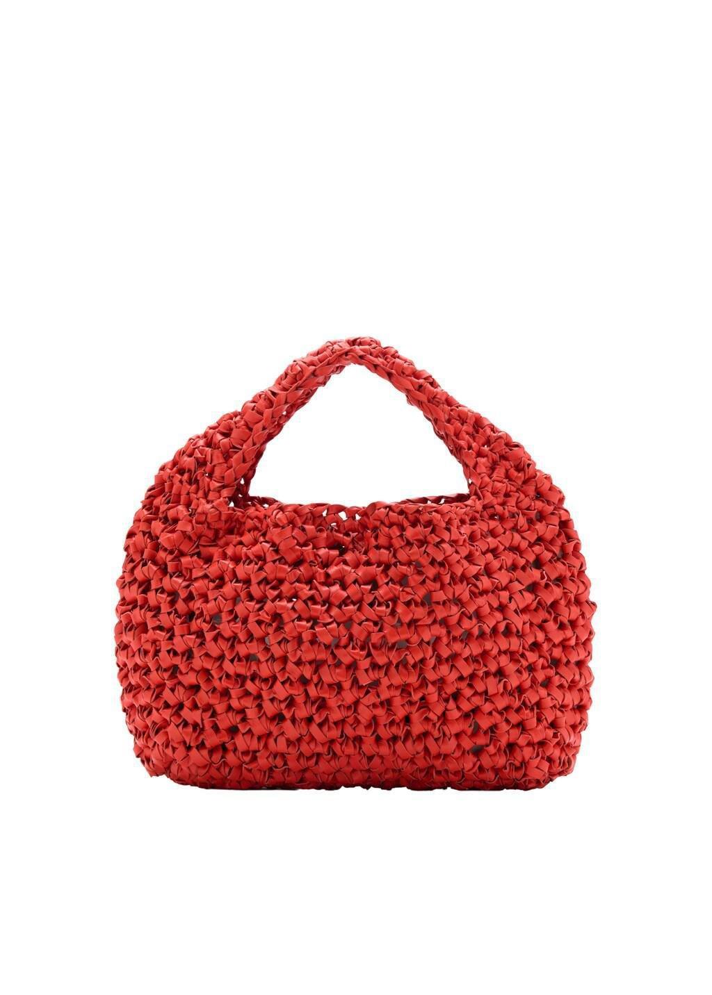 Red Handmade Woven Leather Handbag, Red, large image number 3