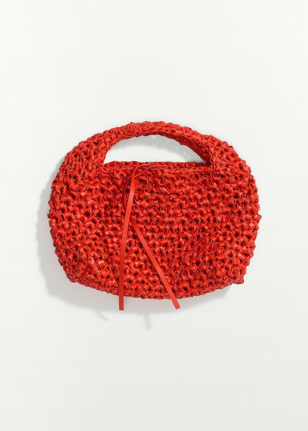 Red Handmade Woven Leather Handbag, Red, large image number 4