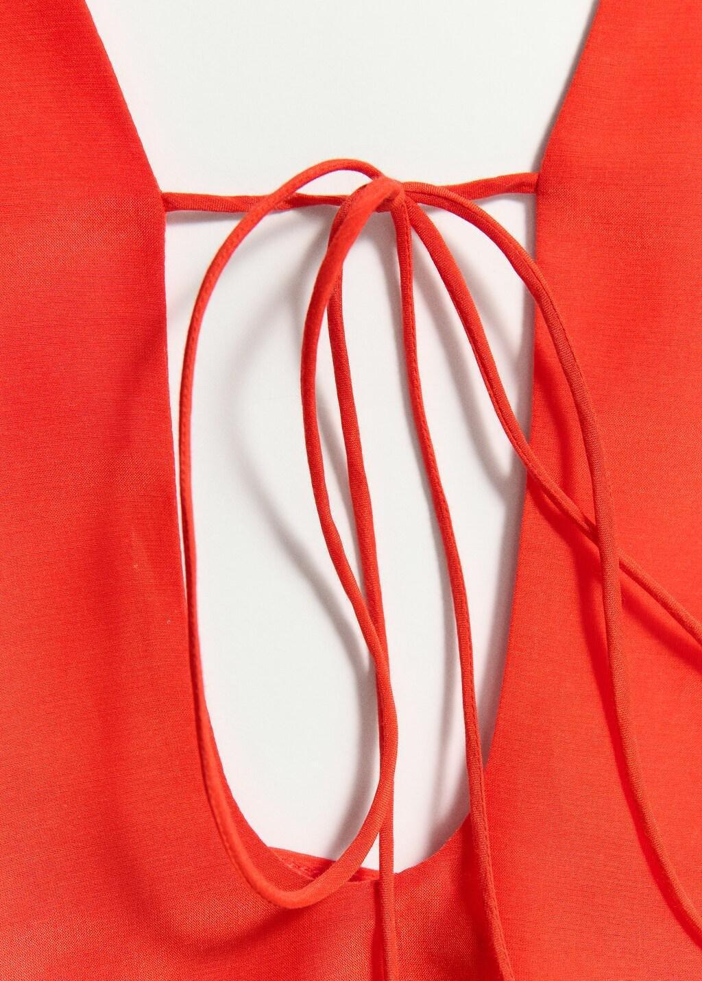 Red Silk Dress With Overlay Bows, Red, large image number 1