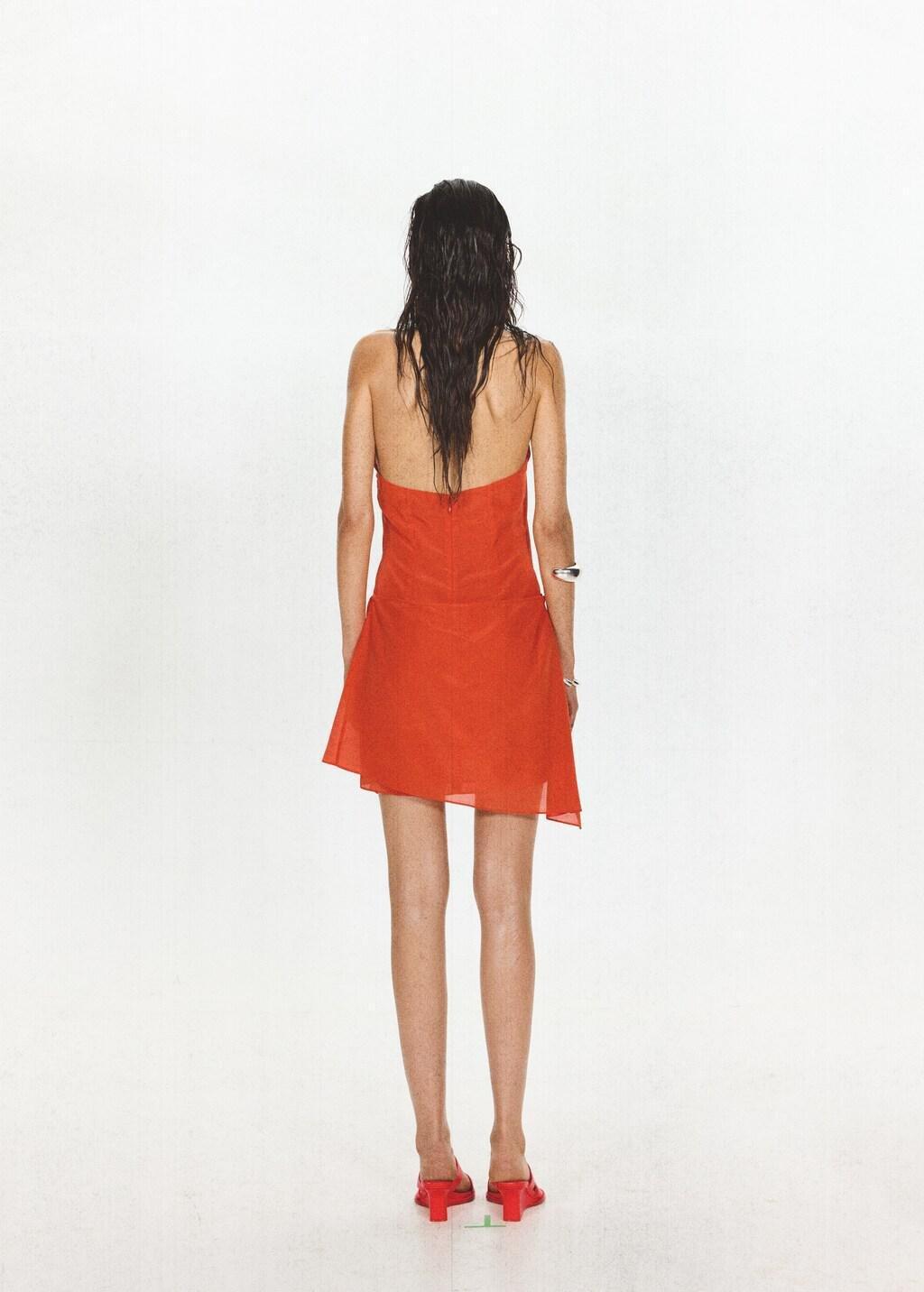 Red Silk Dress With Overlay Bows, Red, large image number 2