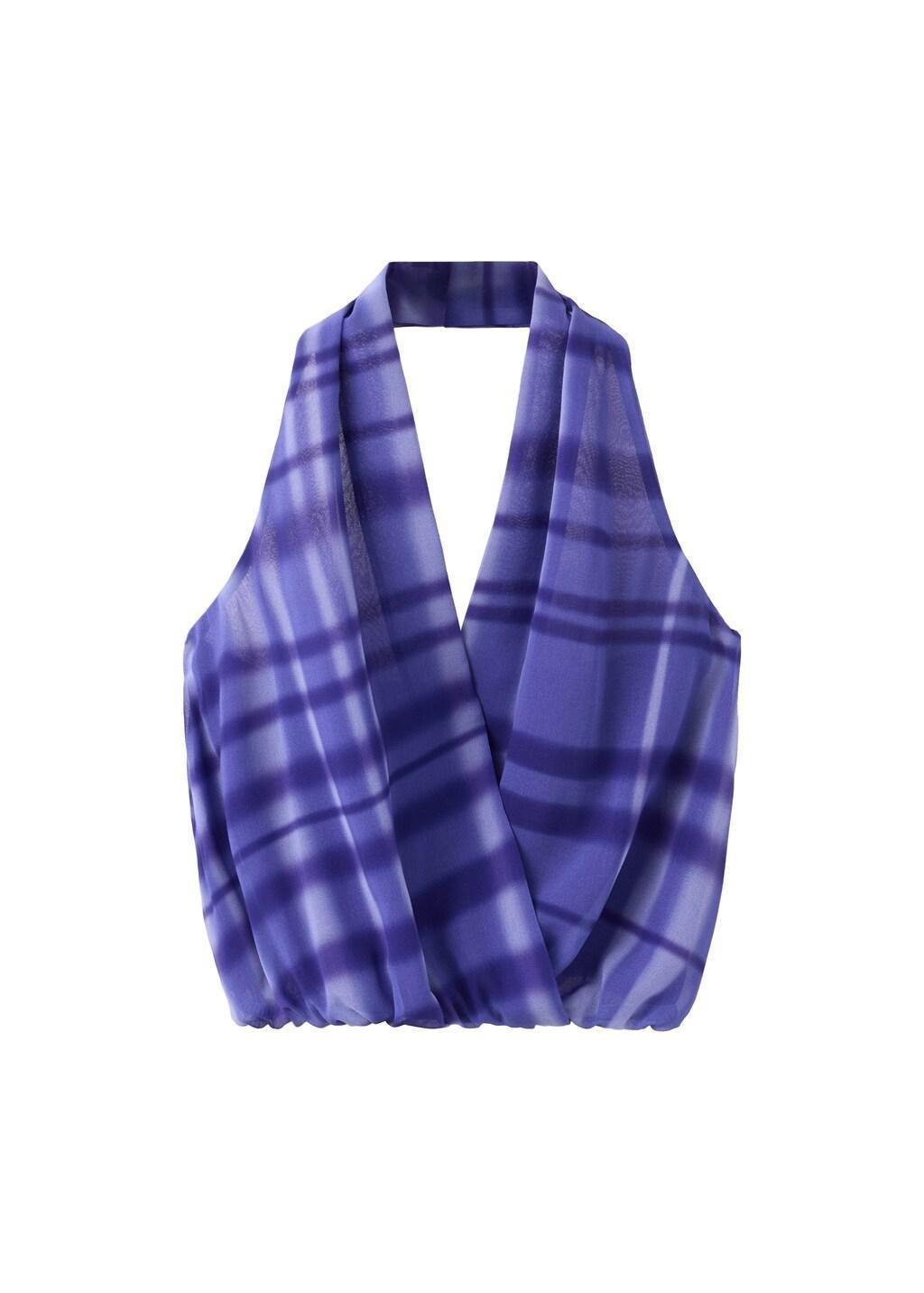 Blue Halter-Neck Printed Top, Medium Blue, large image number 6