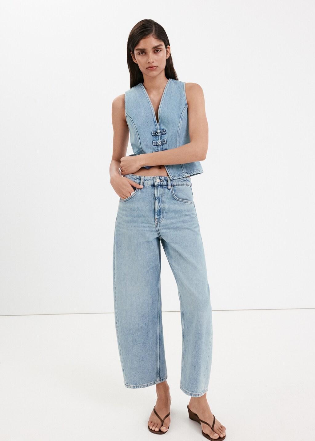 OPEN BLUE Toggle denim top with frogs, Open Blue, large image number 0