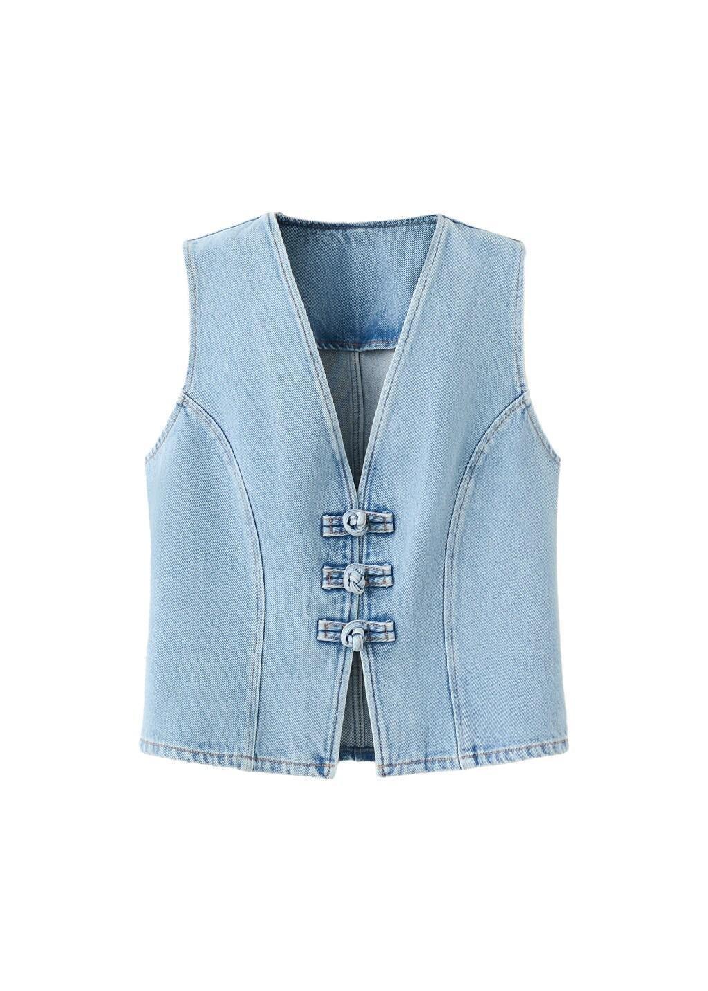OPEN BLUE Toggle denim top with frogs, Open Blue, large image number 6
