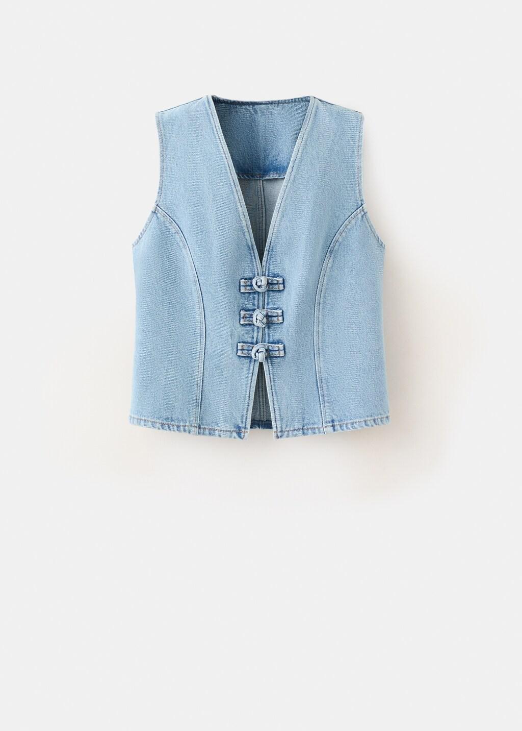 OPEN BLUE Toggle denim top with frogs, Open Blue, large image number 7