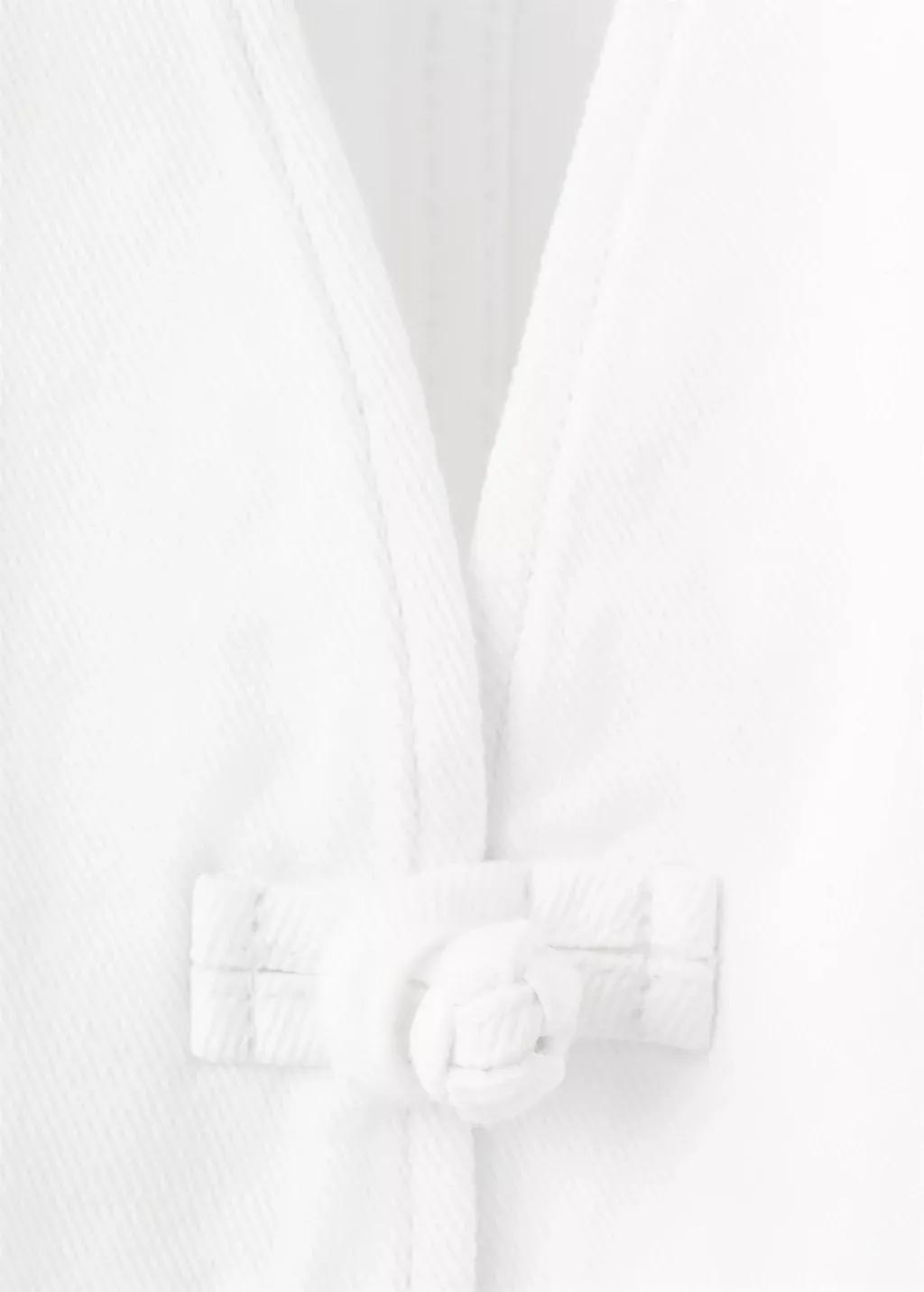 White Toggle Denim Top With Frogs, White, medium