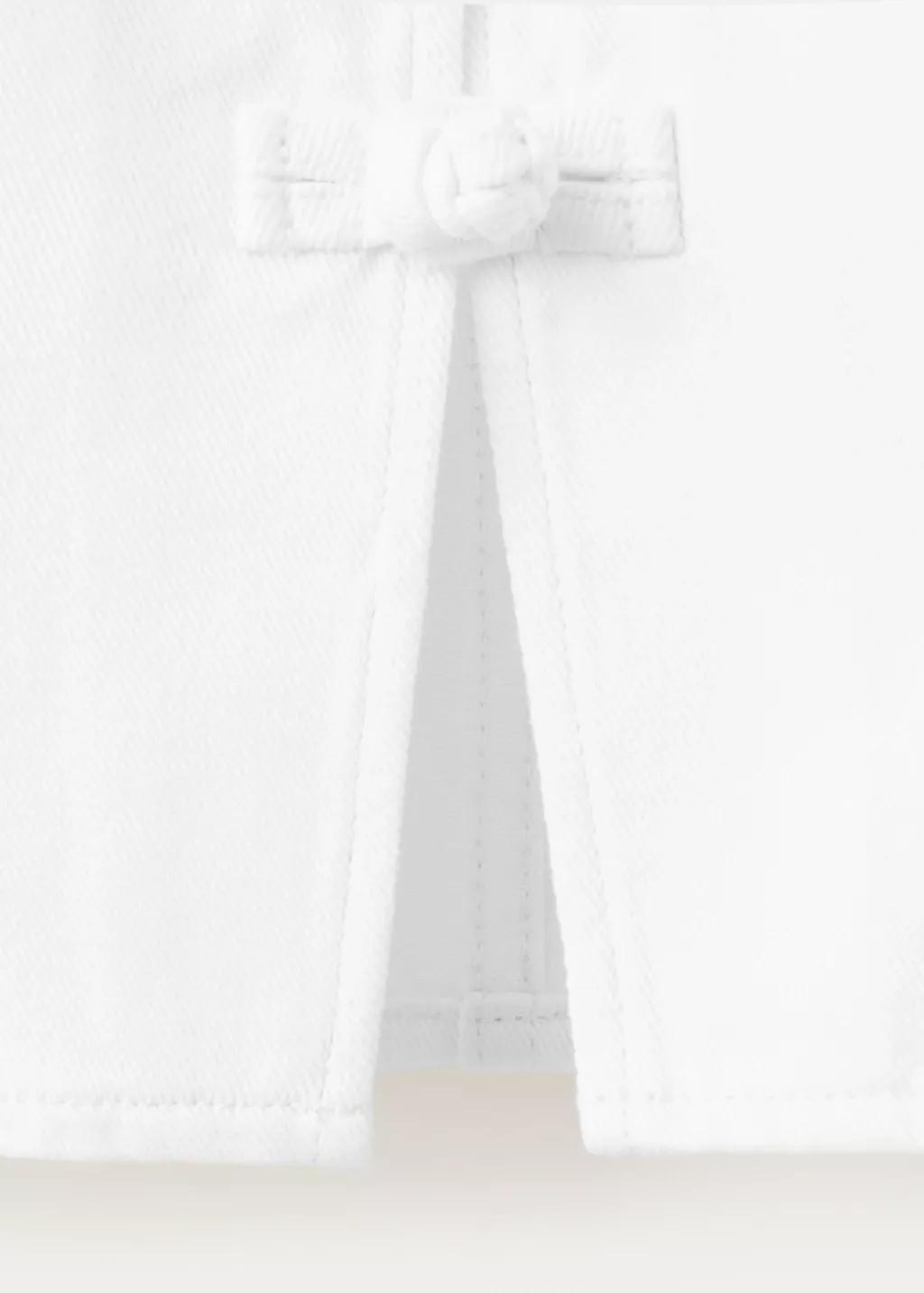 White Toggle Denim Top With Frogs, White, large image number 5