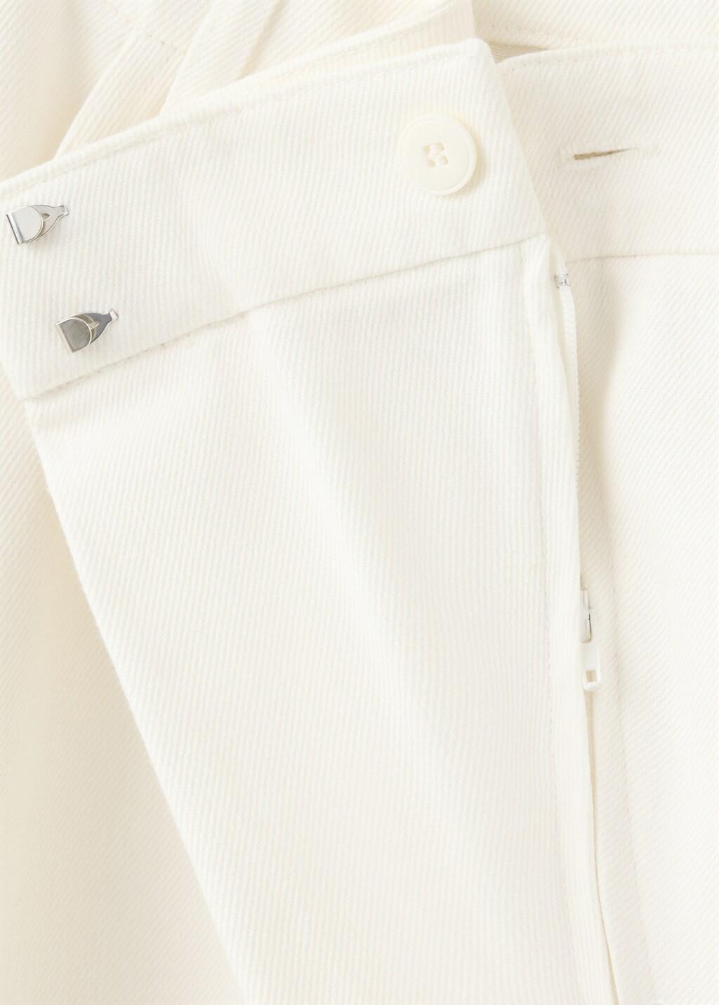 White Asymmetric Cotton Trousers, White, large image number 1