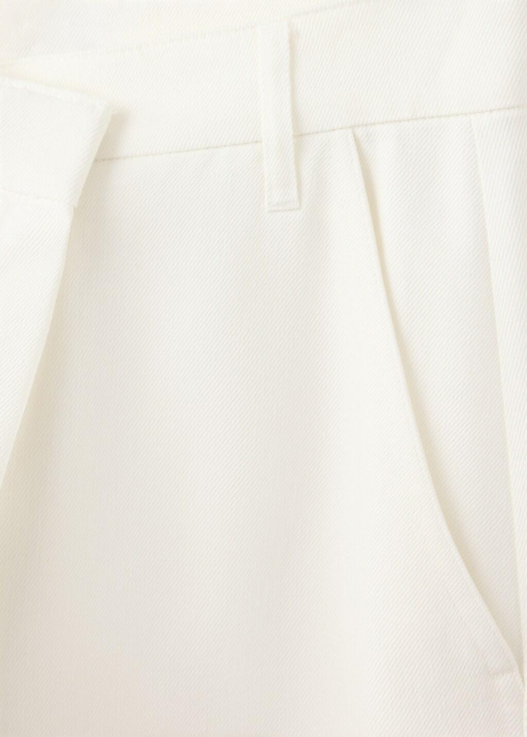 White Asymmetric Cotton Trousers, White, large image number 2