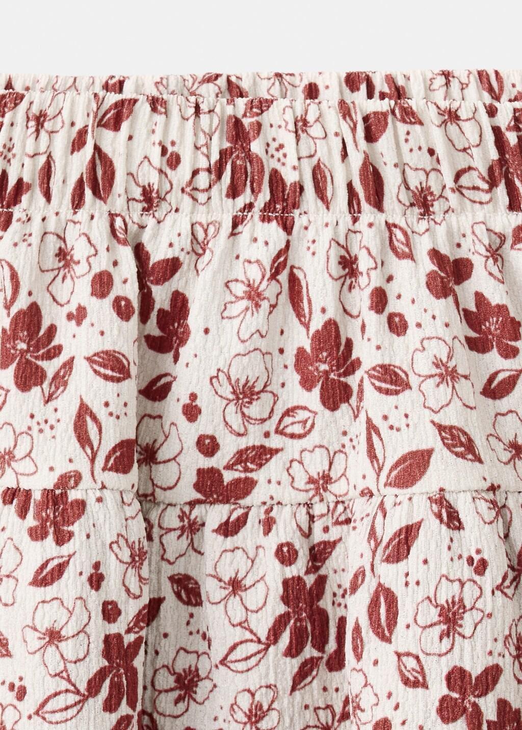 Red Floral Print Frill Skirt, Kids Girl, Dark Red, large image number 0