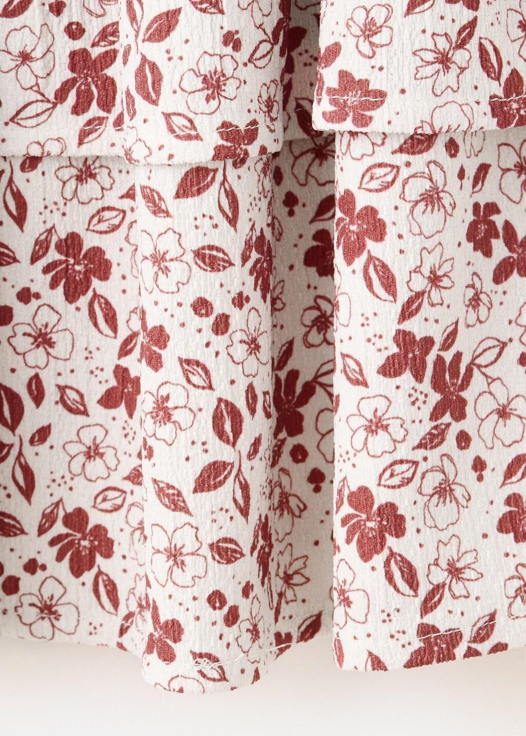 Red Floral Print Frill Skirt, Kids Girl, Dark Red, large image number 2