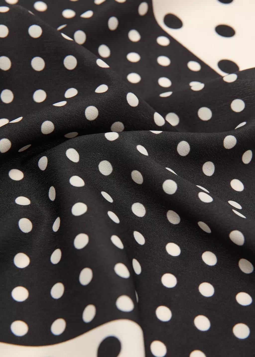 Black Satin Check-Print Scarf, Black, large image number 0
