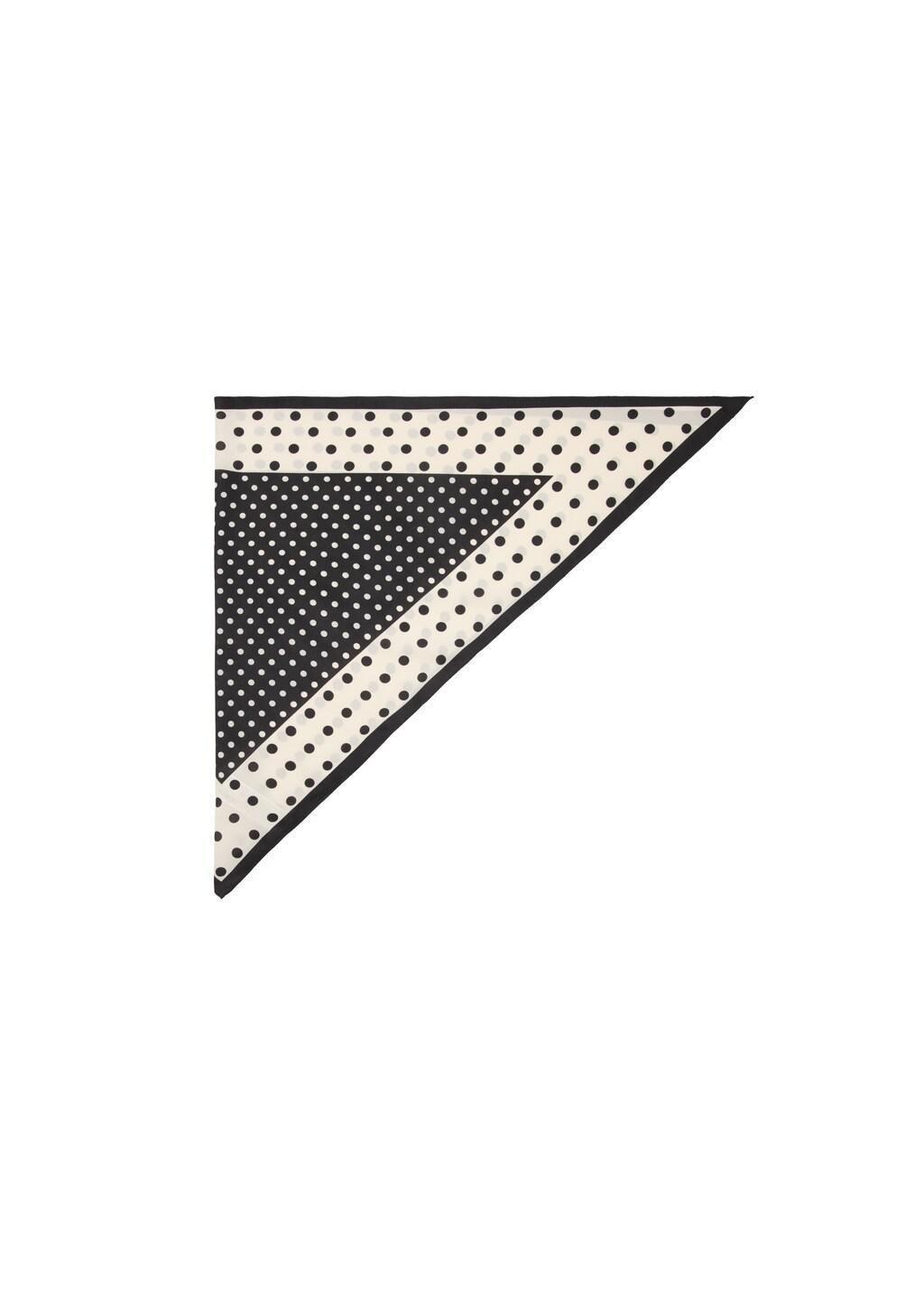 Black Satin Check-Print Scarf, Black, medium
