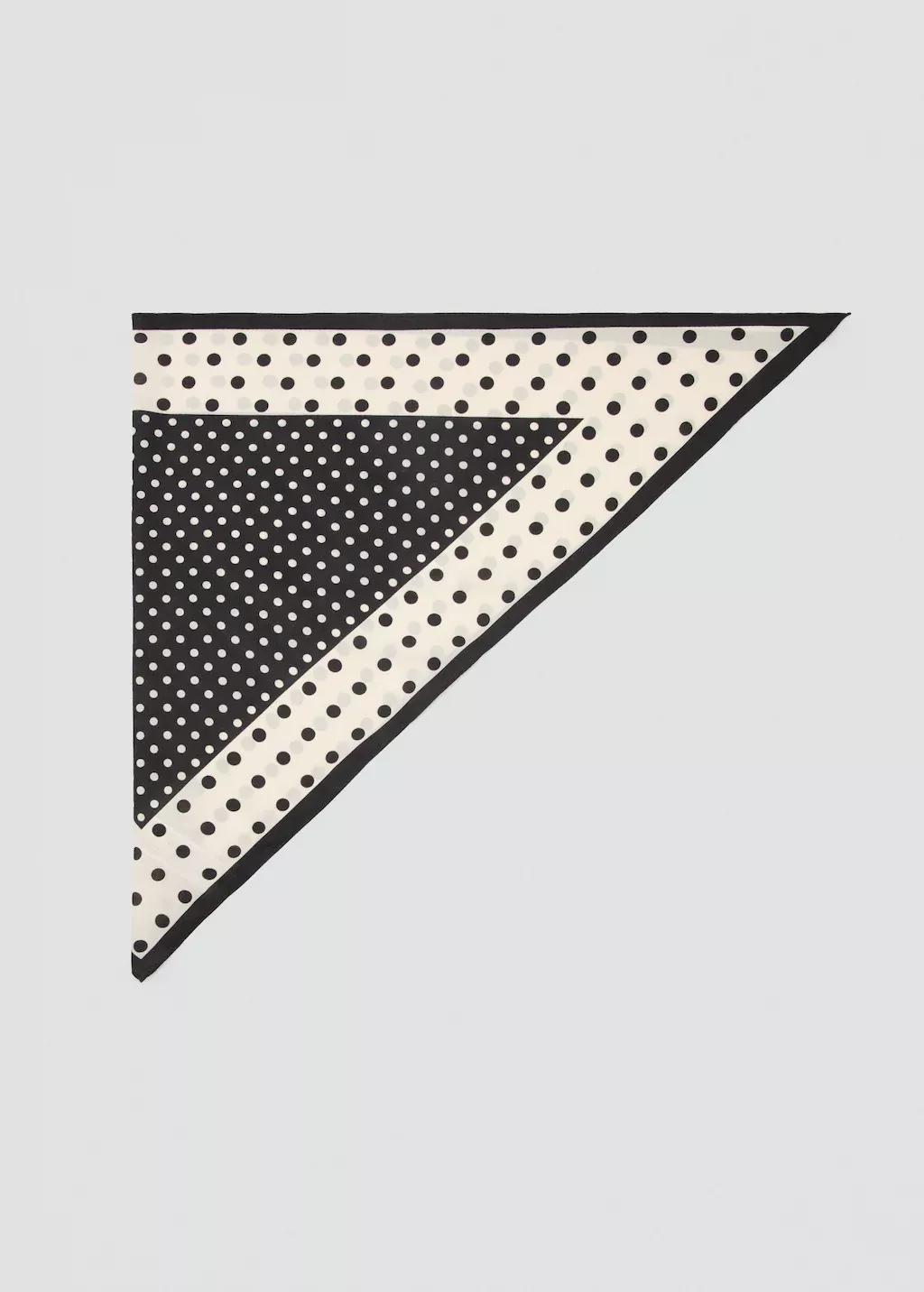 Black Satin Check-Print Scarf, Black, large image number 3