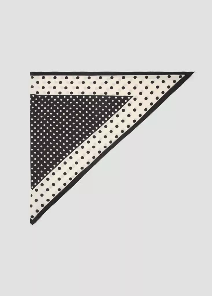 Black Satin Check-Print Scarf, Black, large image number 4