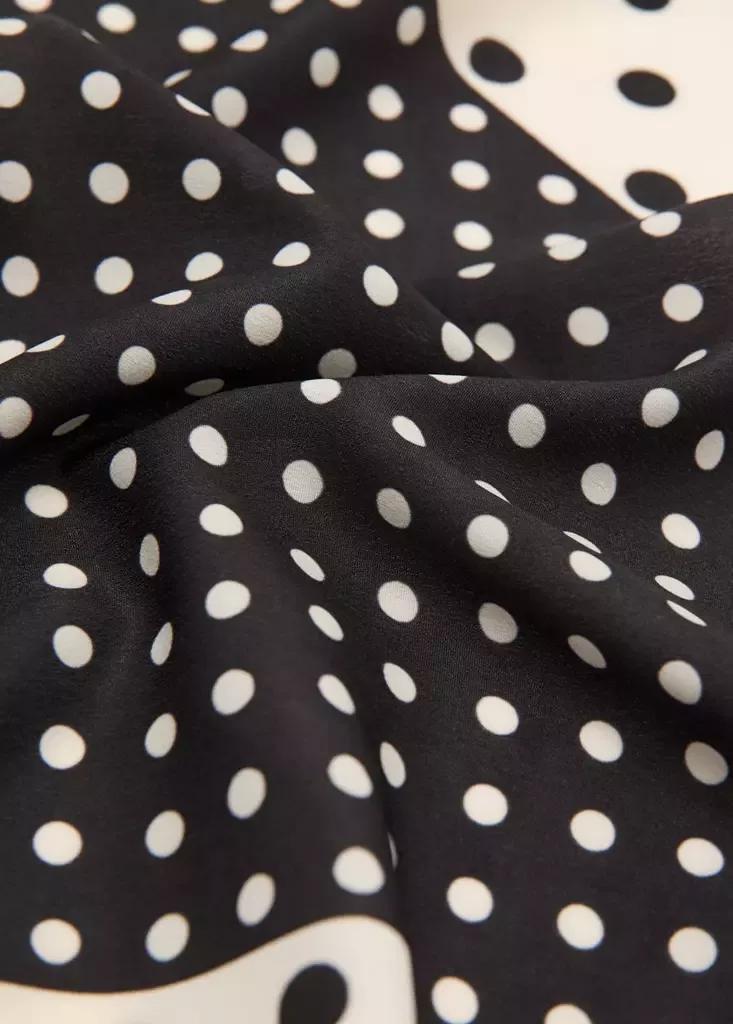 Black Satin Check-Print Scarf, Black, large image number 5