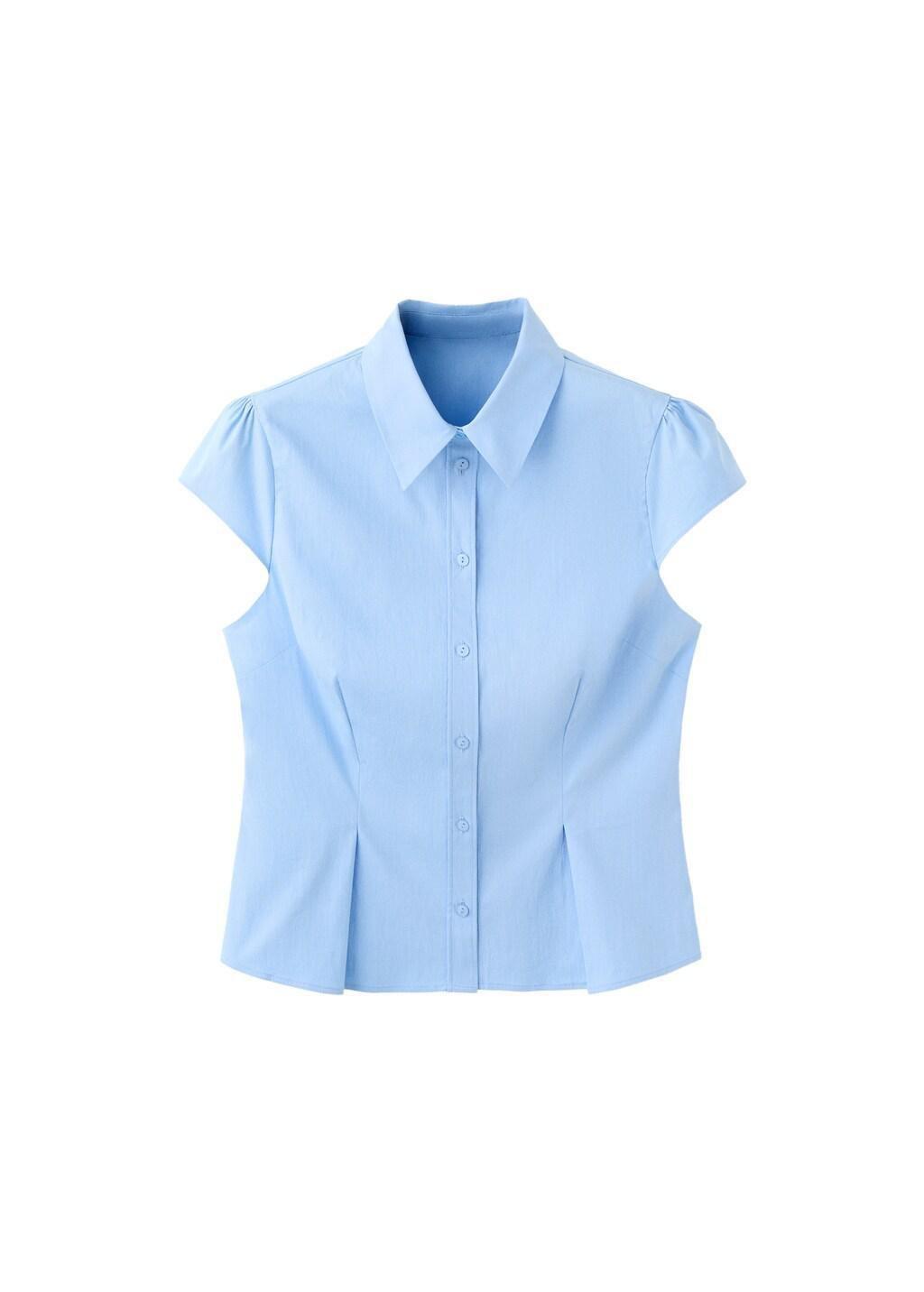 Blue Lt Pastel Fitted Short-Sleeved Shirt, Light-Pastel Blue, large image number 5