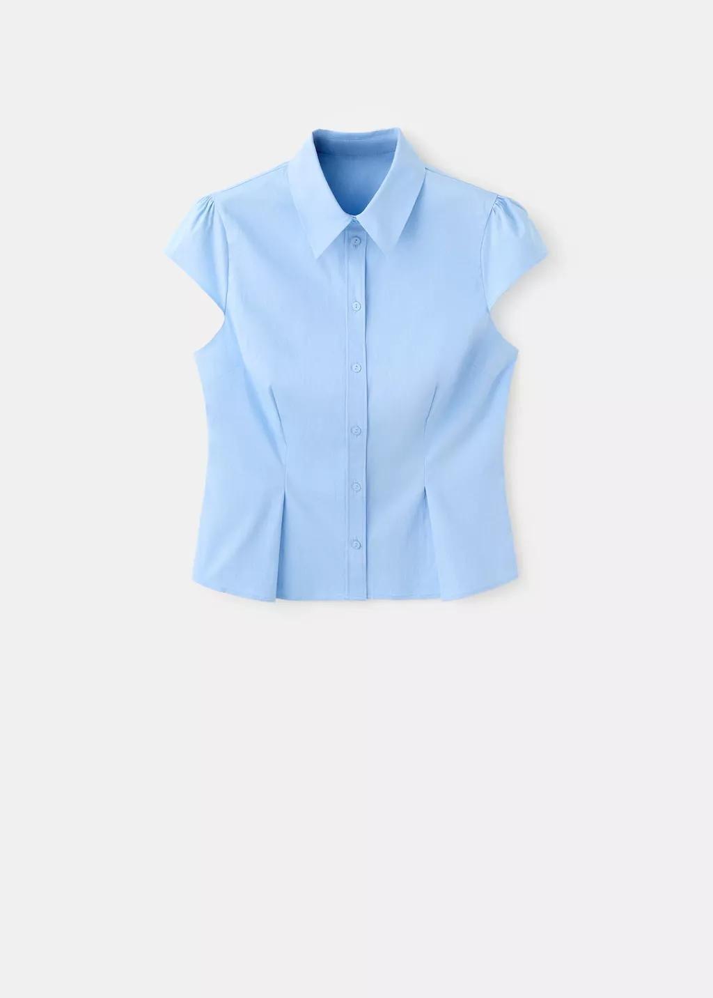 Blue Lt Pastel Fitted Short-Sleeved Shirt, Light-Pastel Blue, large image number 6
