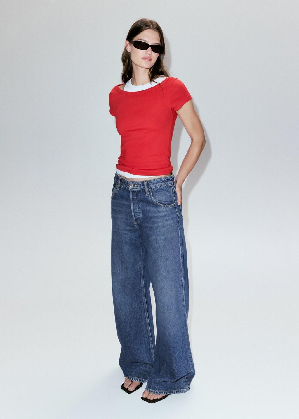 Red Two-Tone Contrast T-Shirt, Red, large image number 0