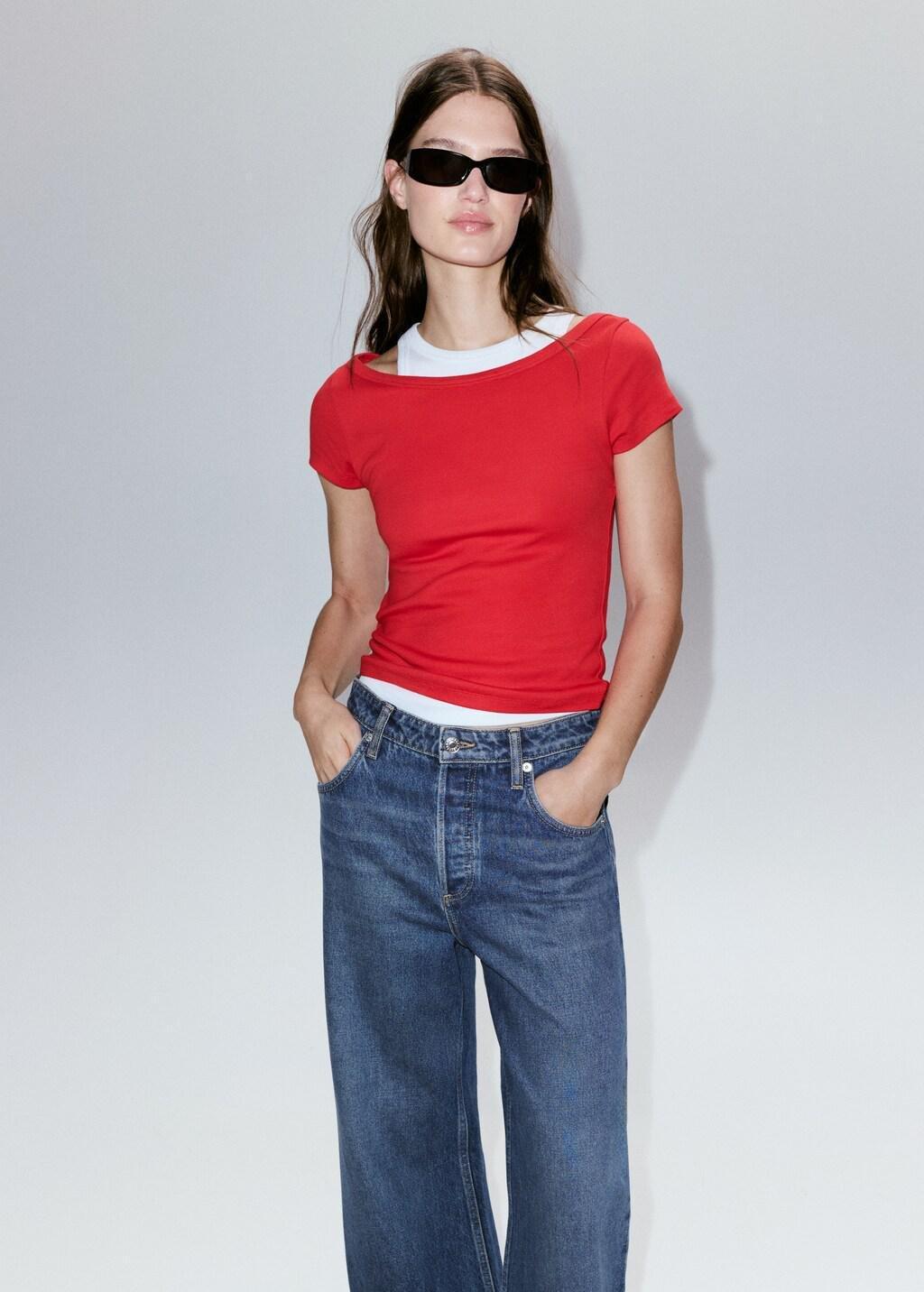 Red Two-Tone Contrast T-Shirt, Red, large image number 3