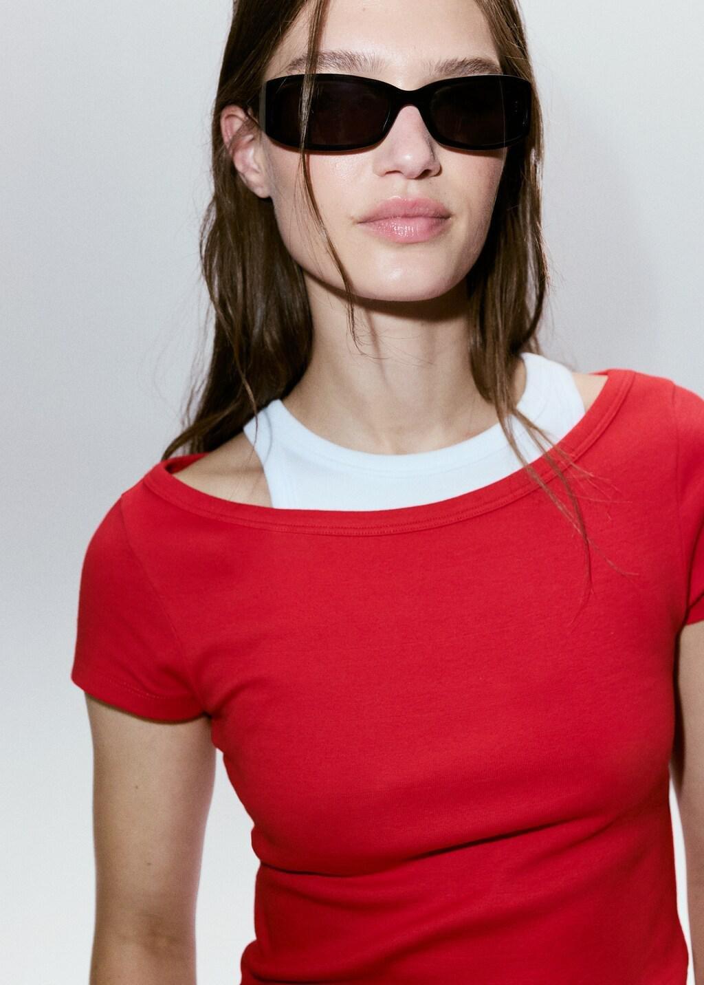 Red Two-Tone Contrast T-Shirt, Red, large image number 4