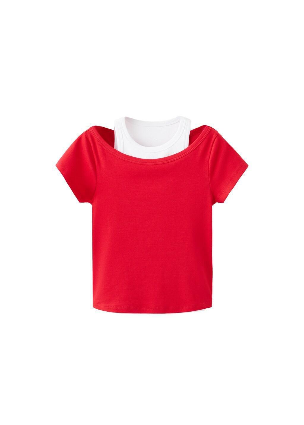Red Two-Tone Contrast T-Shirt, Red, large image number 6
