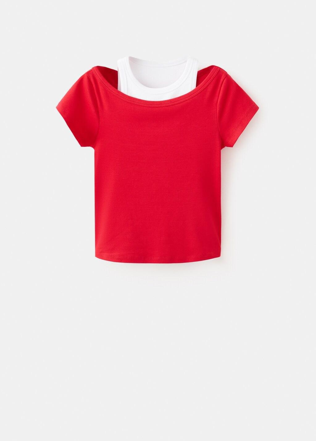 Red Two-Tone Contrast T-Shirt, Red, large image number 7