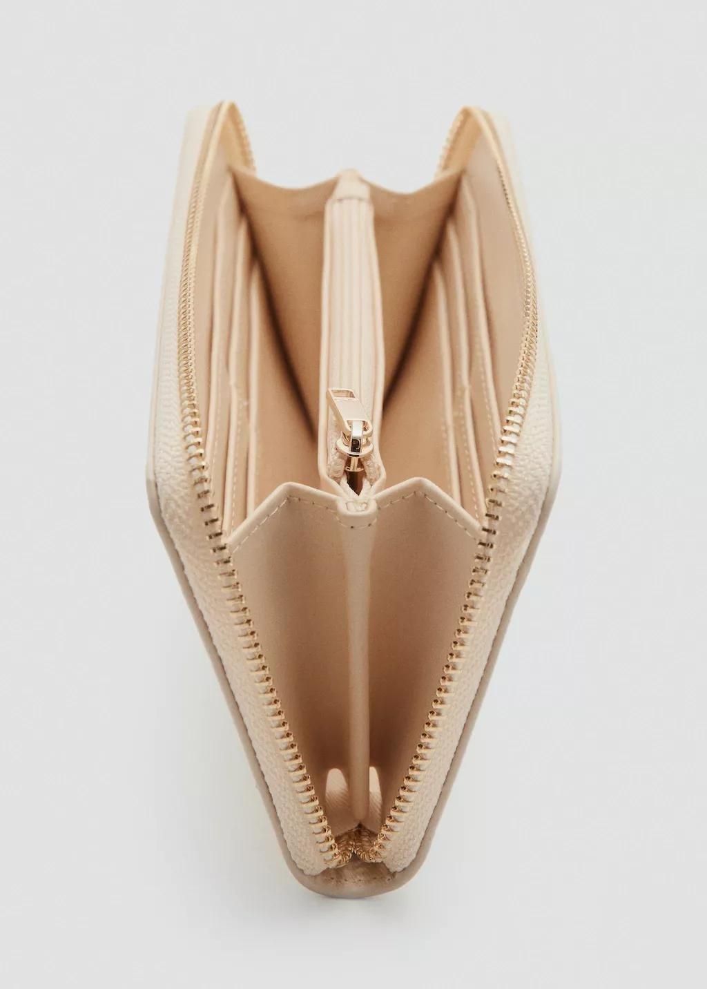 Beige Large Croc-Effect Wallet, Light Beige, medium