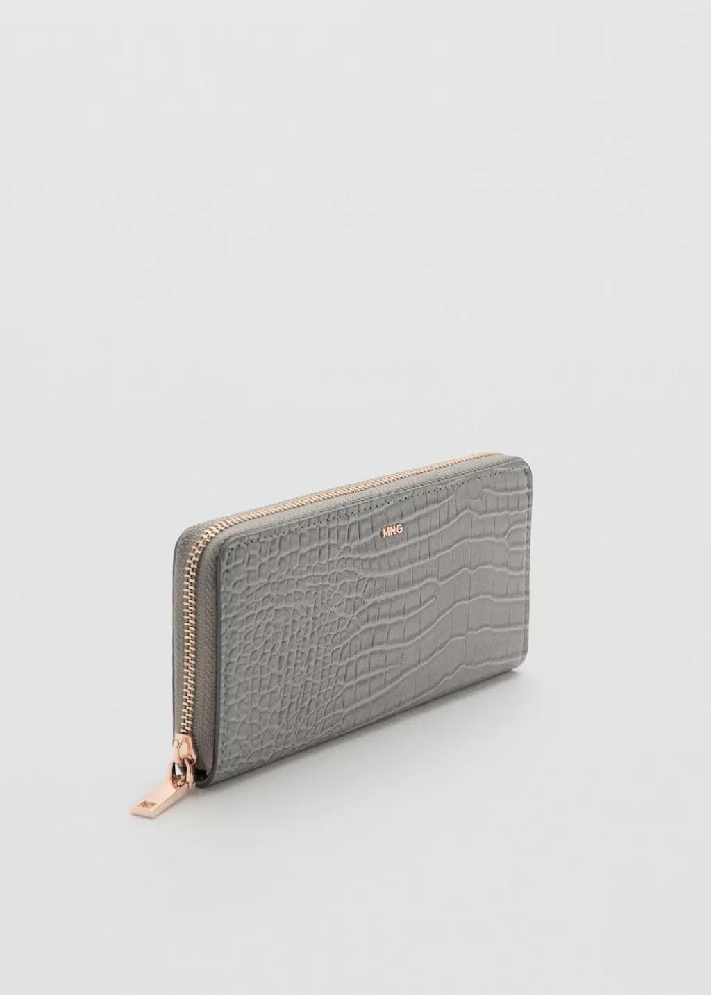 Grey Large Croc-Effect Wallet, Grey, medium