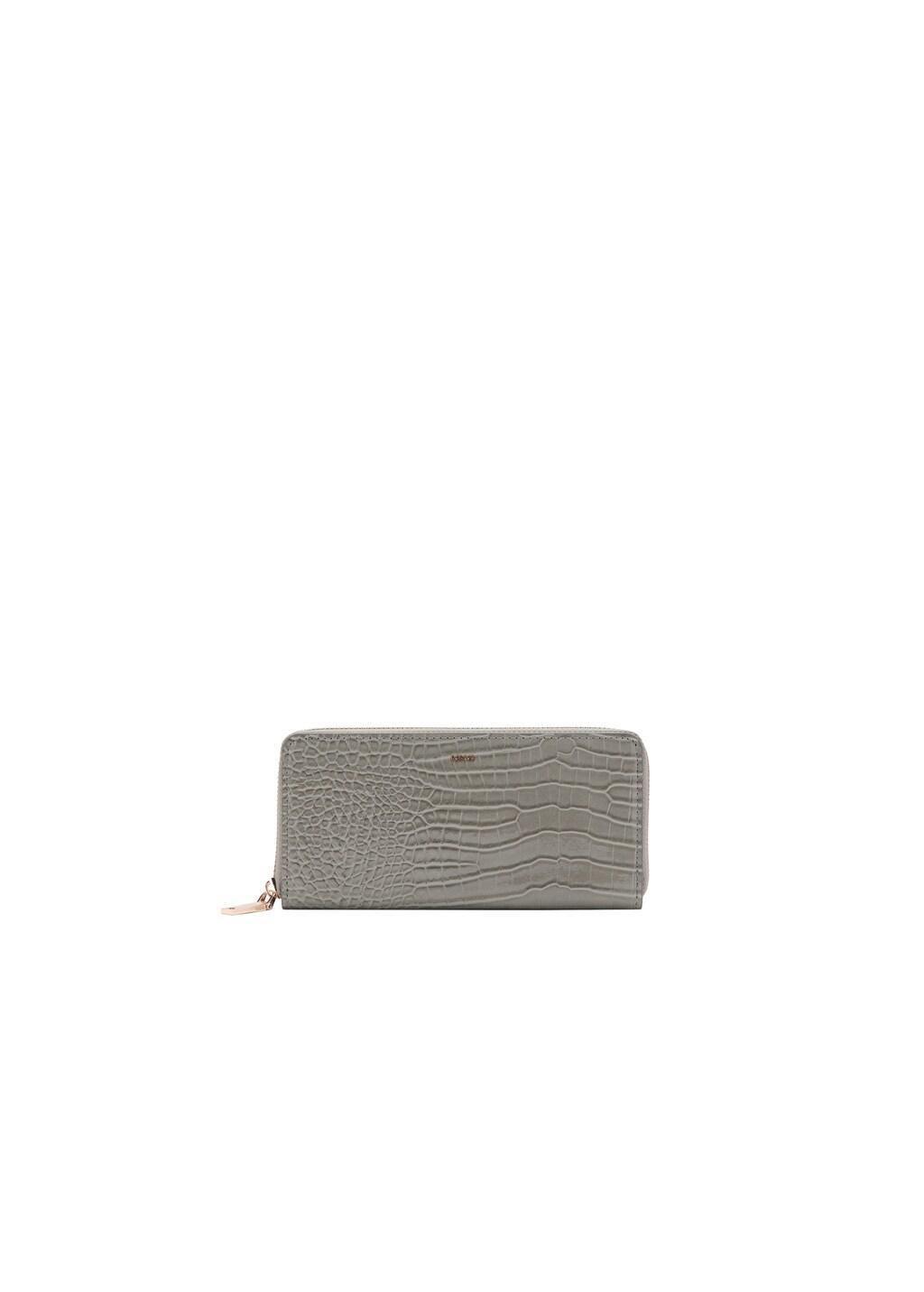 Grey Large Croc-Effect Wallet, Grey, medium