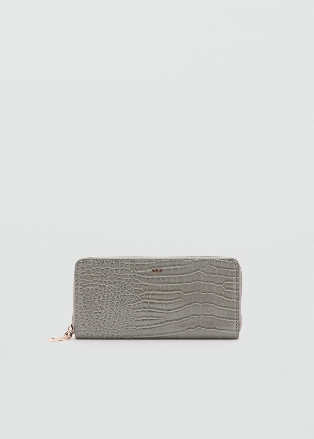 Grey Large Croc-Effect Wallet, Grey, large image number 3