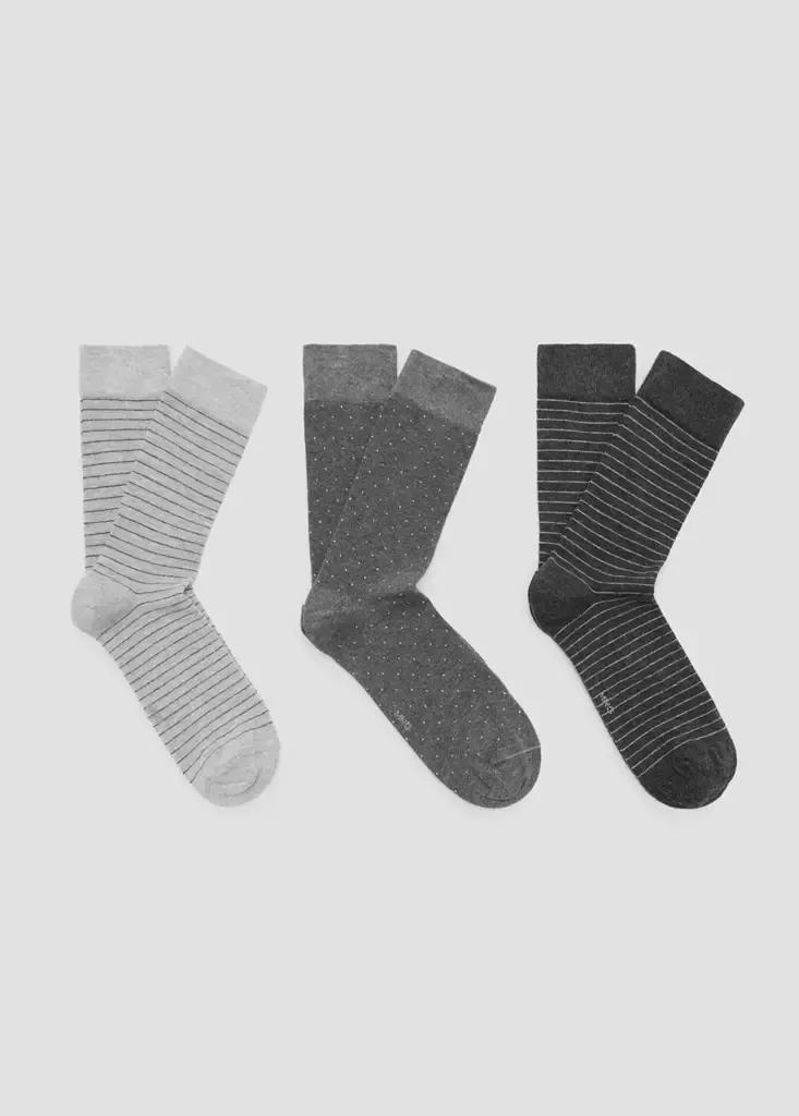 Grey Mixed Socks, Set Of 3, Grey, medium