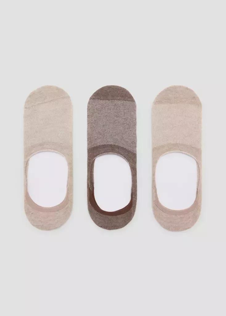 Brown Invisible Socks, Set Of 3, Light Pastel Brown, medium